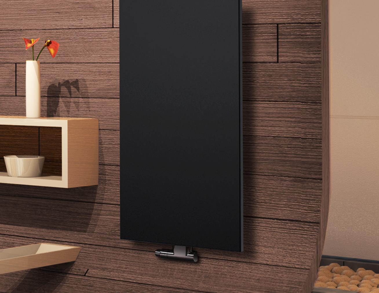 BADHEIZKÖRPER Design Mirror Steel 3 180x47cm 1118 Watt schwarz (+2 Halter 50mm) SZAGATO Handtuchheizkörper mit Mittelanschluss Handtuchwärmer
