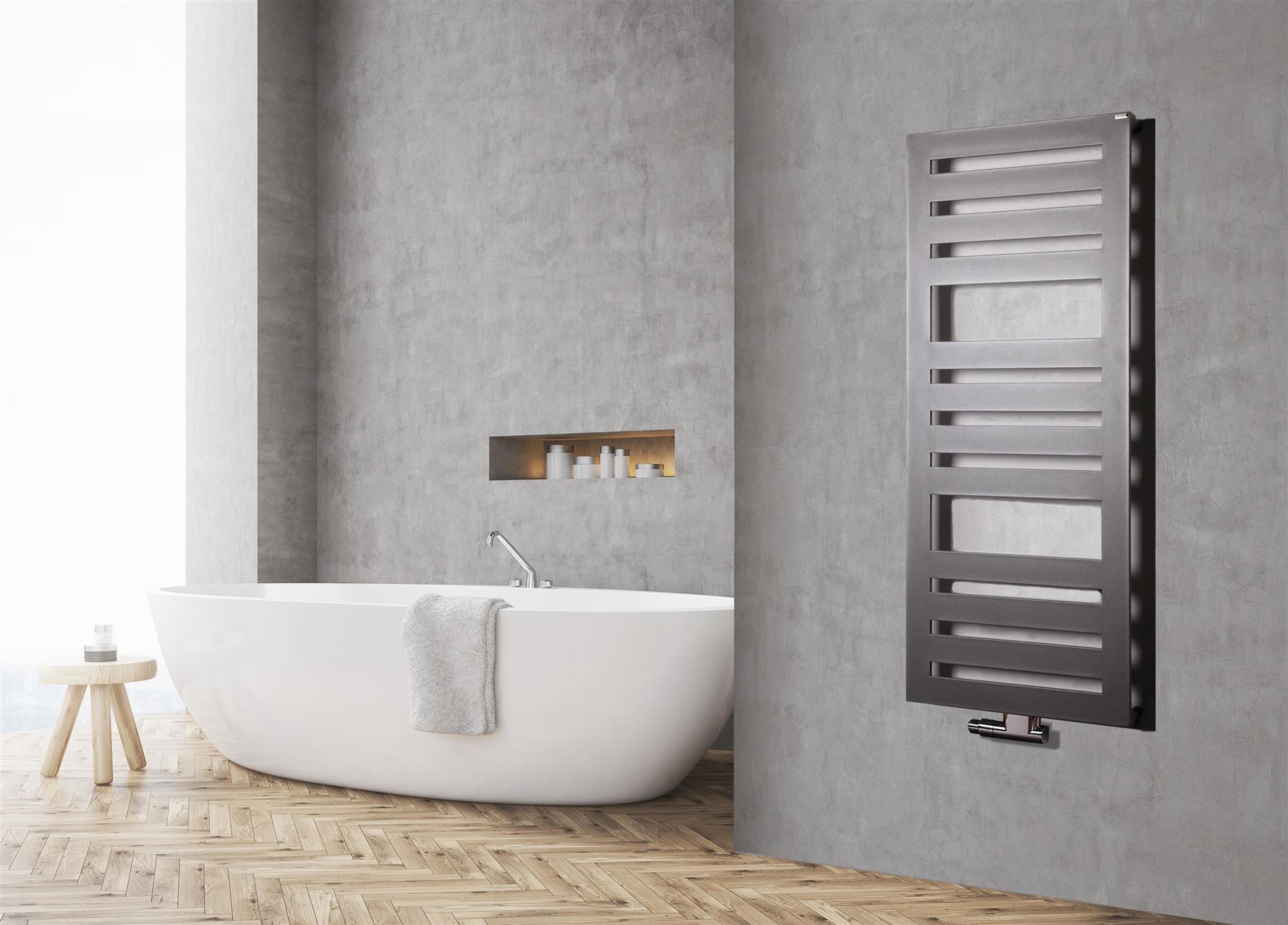 BADHEIZKÖRPER Design Zebra 2 144x60cm 911 Watt anthrazit moonstone SZAGATO Designheizkörper Handtuchheizkörper mit Mittelanschluss Handtuchwärmer