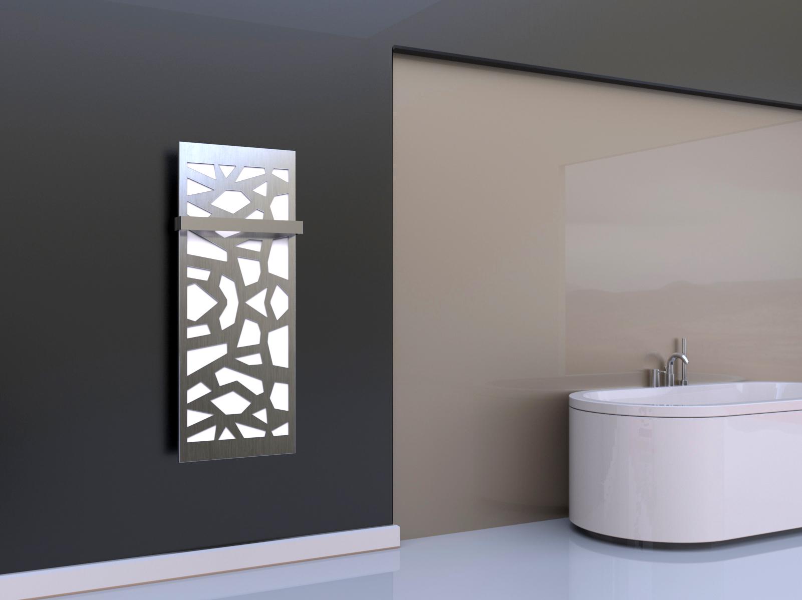 BADHEIZKÖRPER Design Mosaik 2 120x47cm 799 Watt Edelstahl (+1 Halter 50mm) SZAGATO Designheizkörper Handtuchheizkörper Mittelanschluss Handtuchwärmer