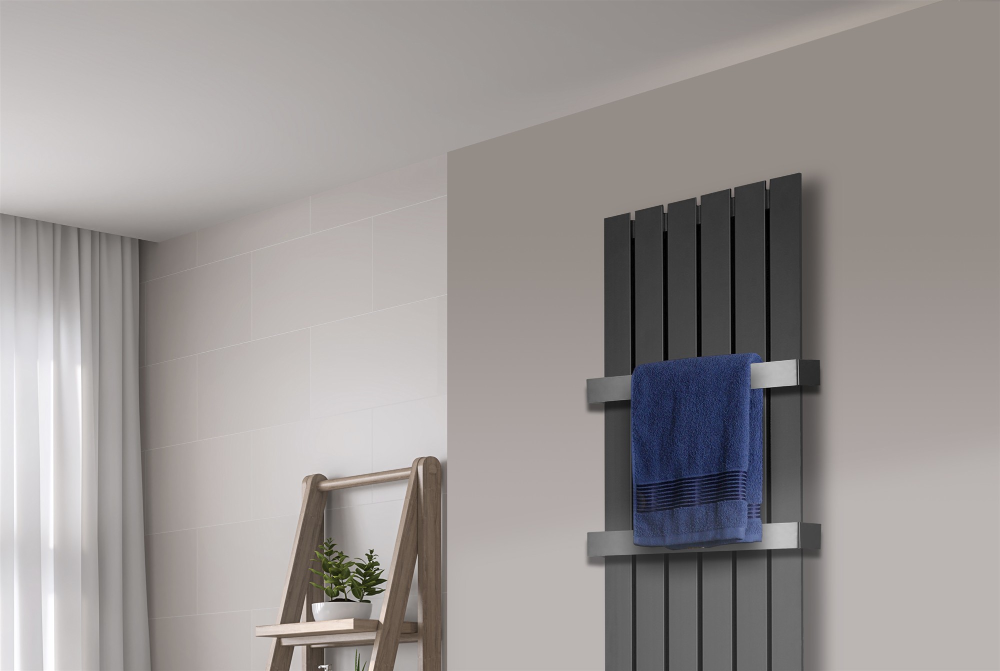 BADHEIZKÖRPER Design Peking 3 180x47cm anthrazit - moonstone (+2 Halter 50mm) SZAGATO Handtuchheizkörper mit Mittelanschluss Handtuchwärmer