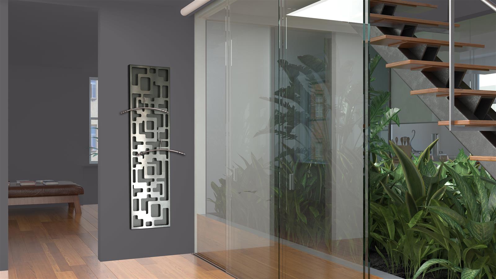 Garderobe Wandgarderobe Design Downtown 140x40cm Edelstahl matt SZAGATO Garderobe Metall Wand Garderobenpaneel Garderobenleiste Flurgarderobe Flur