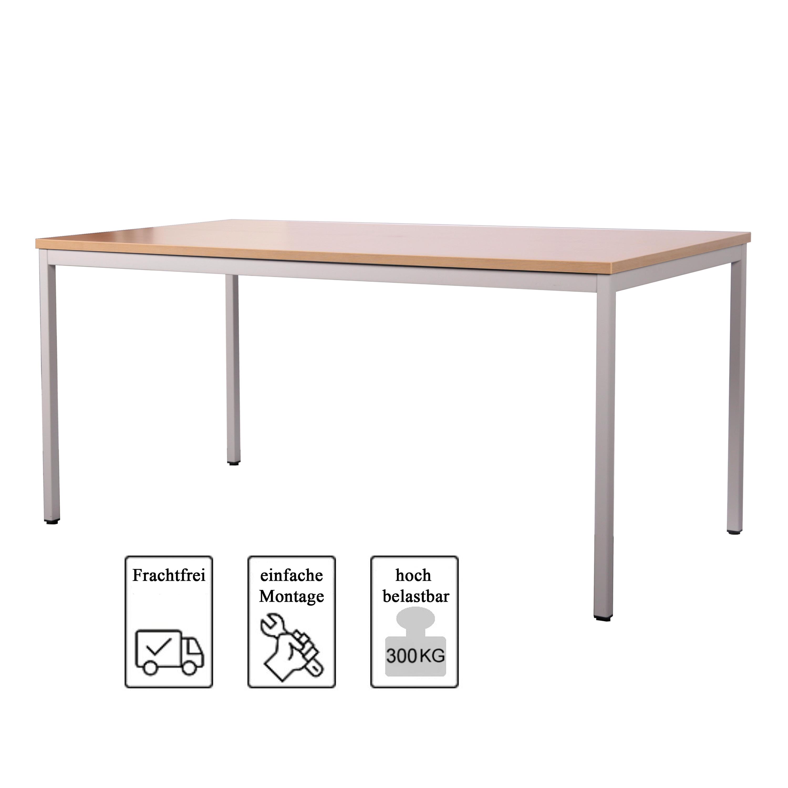 Schreibtisch Stahl LxB 160x80cm Buche SZAGATO Made in Germany Schreibtisch höhenverstellbar Arbeitstisch Bürotisch Druckertisch Computertisch
