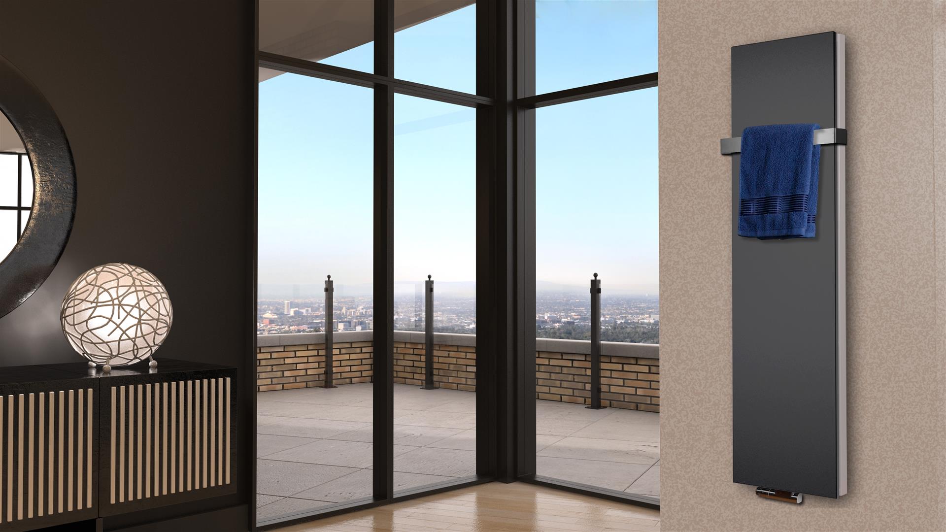 BADHEIZKÖRPER Design Mirror Steel 6 180x47cm 1964 Watt anthrazit (+1 Halter 50mm) SZAGATO Designheizkörper Handtuchheizkörper mit Mittelanschluss