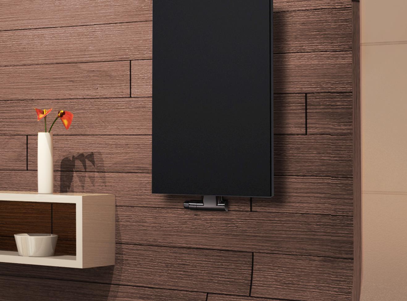 BADHEIZKÖRPER Design Mirror Steel 2 120x47cm 799 Watt schwarz (+1 Halter 50mm) SZAGATO Designheizkörper Handtuchheizkörper mit Mittelanschluss