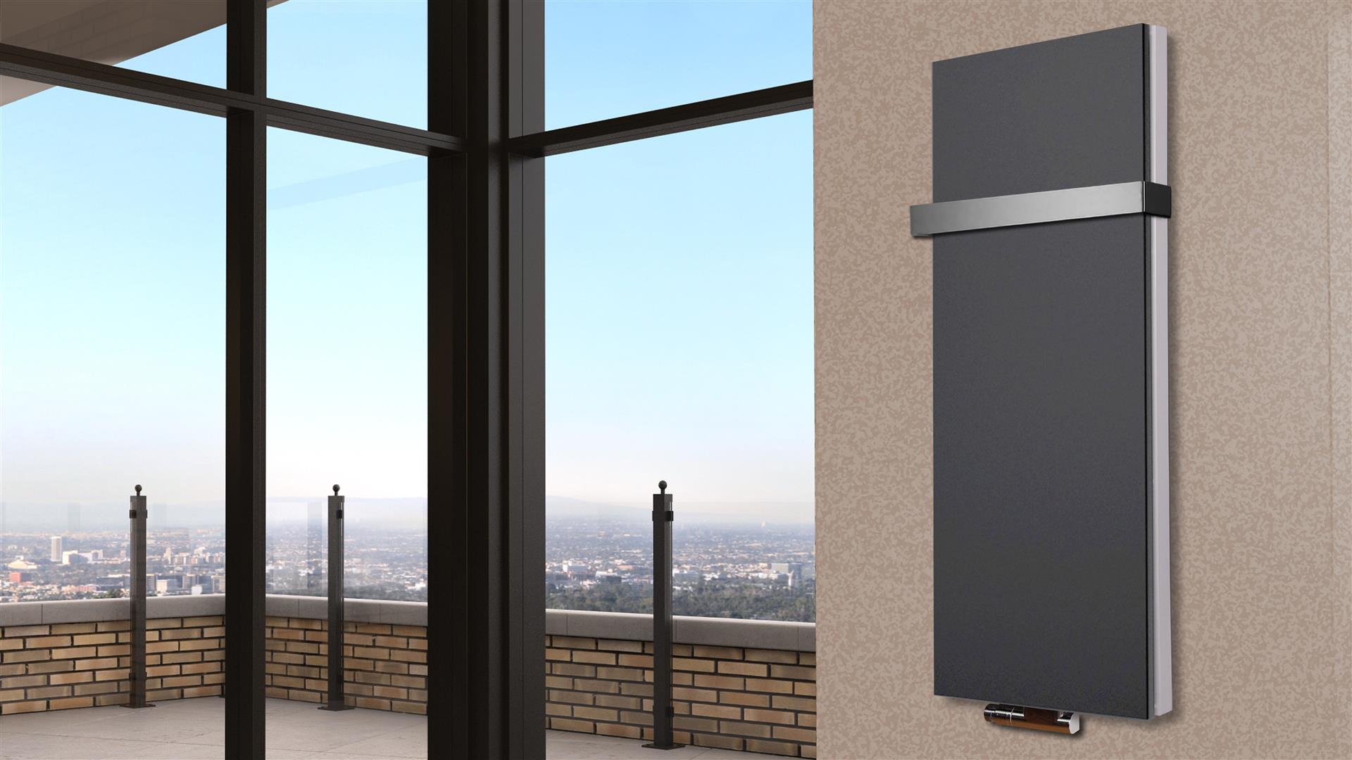 BADHEIZKÖRPER Design Mirror Steel 5 120x47cm 1458 Watt anthrazit (+1 Halter 50mm) SZAGATO Designheizkörper Handtuchheizkörper mit Mittelanschluss