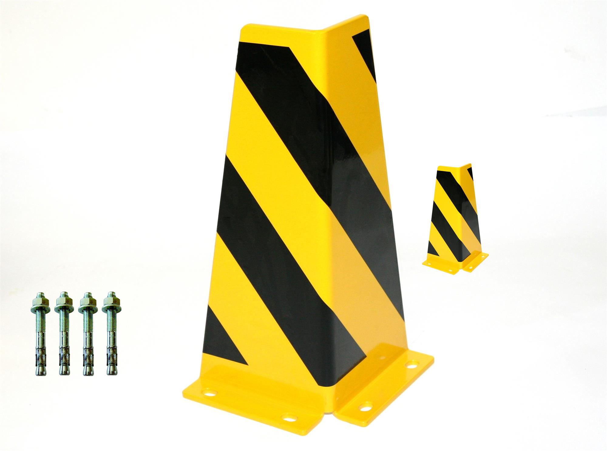 Rammschutz SET (2 Stück) 400x165x165x6 mm konisch + 8 Dübel SZAGATO Regal Anfahrschutz Regale Rammschutzbügel Anfahrschutzecke Rammschutzecke
