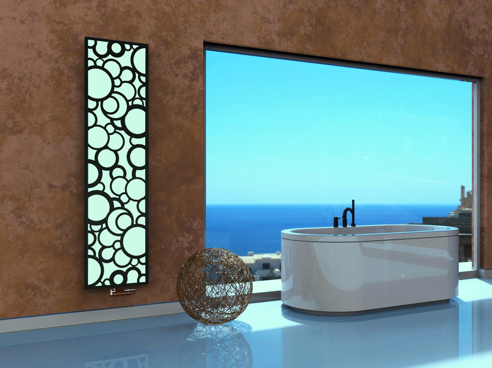 BADHEIZKÖRPER Design Kreta 3 180x47cm 1118 Watt weiß schwarz SZAGATO Designheizkörper Handtuchheizkörper mit Mittelanschluss Handtuchwärmer