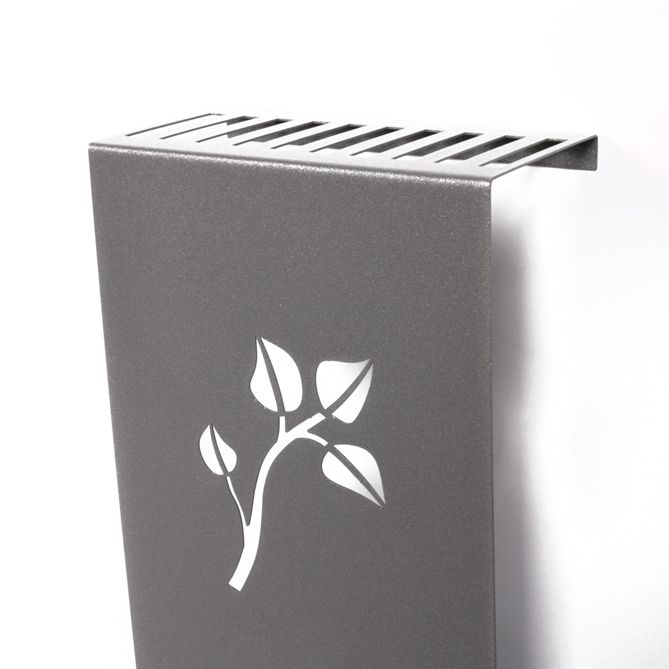 Heizkörperverkleidung 60x20cm Design Leaves anthrazit moon SET=3 Stück SZAGATO Heizungsverkleidung Verkleidung Heizkörper Abdeckung für Heizkörper