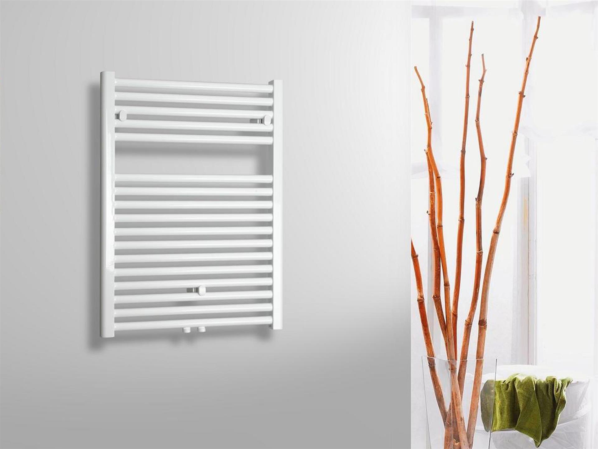 BADHEIZKÖRPER Design Bremen 1 77x60cm 671 Watt weiß SZAGATO Handtuchheizkörper Mittelanschluss Handtuchwärmer Mittelanschluss