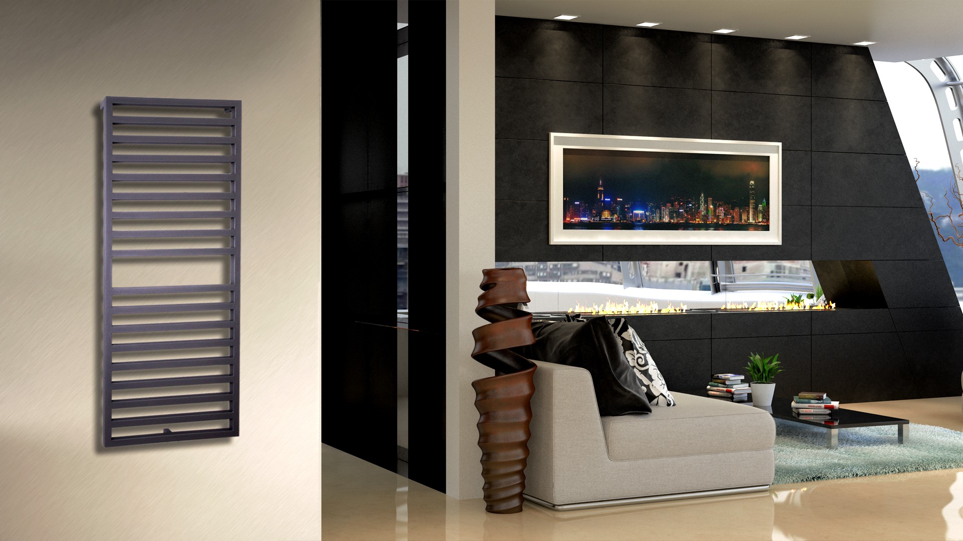 BADHEIZKÖRPER Design Square 2 147x60cm 810 Watt anthrazit moonstone SZAGATO Designheizkörper Handtuchheizkörper mit Mittelanschluss Handtuchwärmer