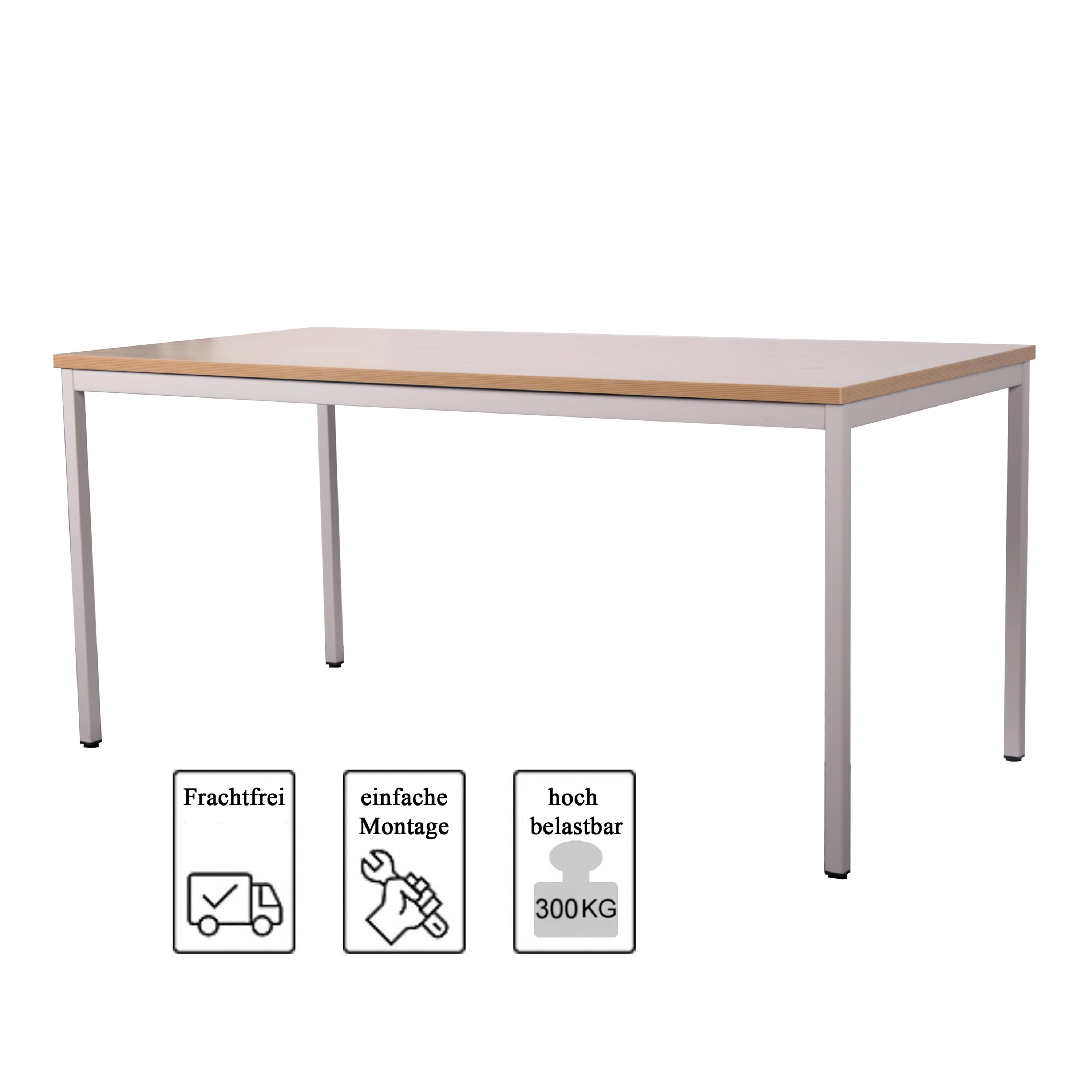 Schreibtisch Stahl LxB 180x80cm Ahorn SZAGATO Made in Germany Schreibtisch höhenverstellbar Arbeitstisch Bürotisch Druckertisch Computertisch