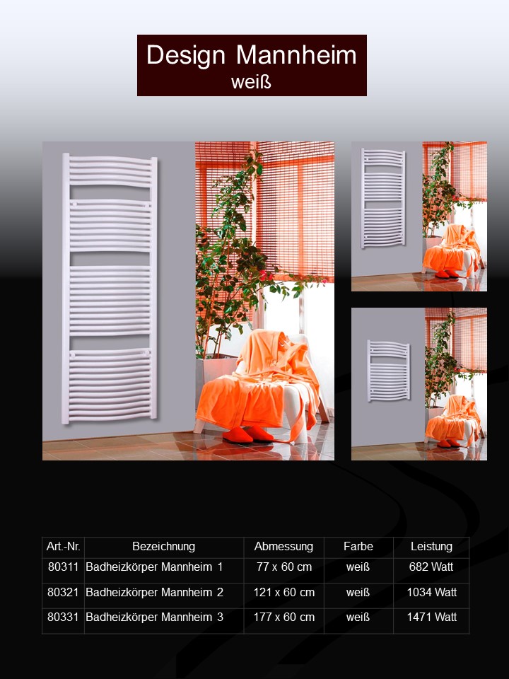 BADHEIZKÖRPER Design Mannheim 2 121x60cm 1034 Watt weiß SZAGATO Handtuchheizkörper mit Seitenanschluss Handtuchwärmer mit Seitenanschluss