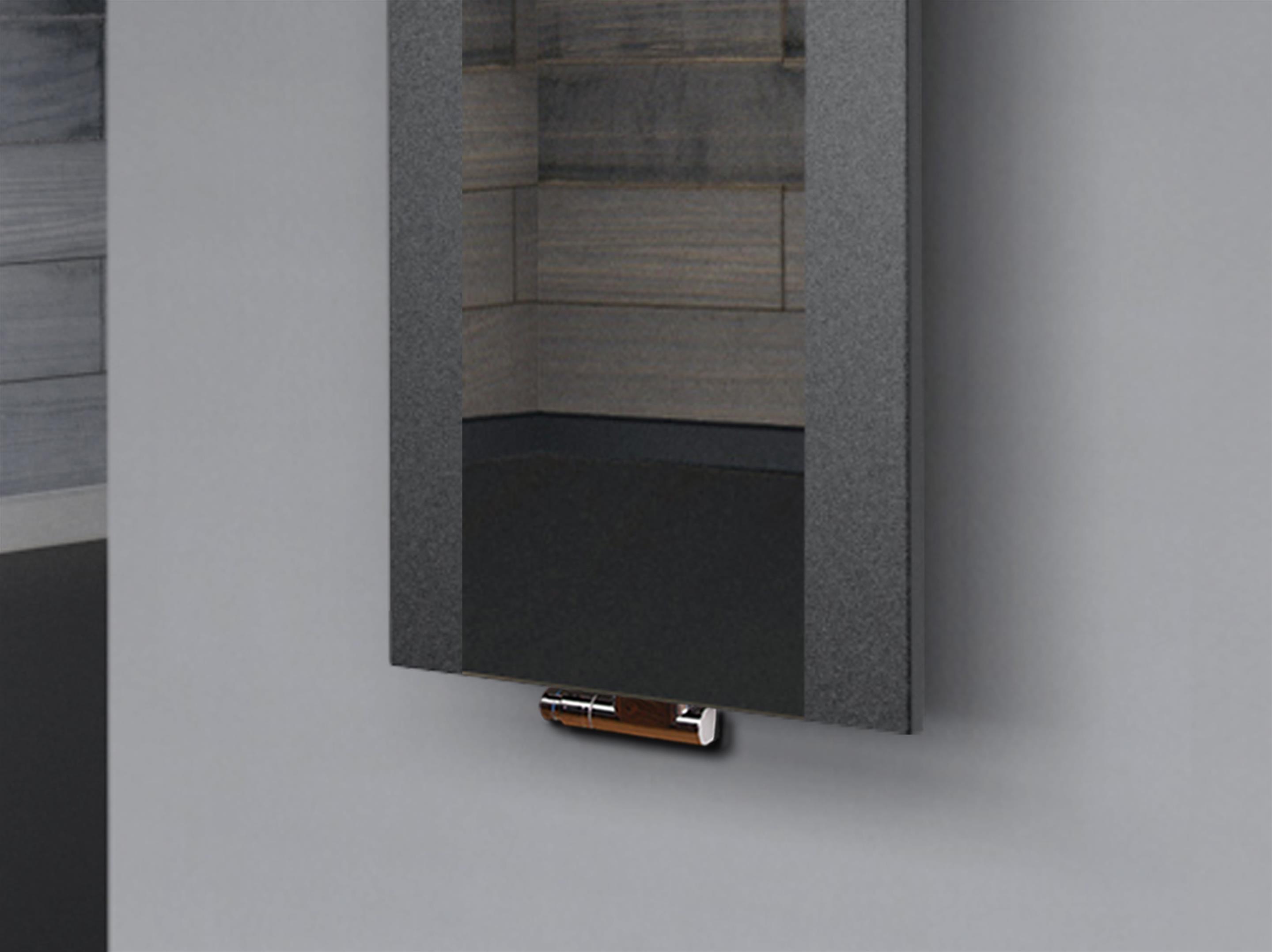 BADHEIZKÖRPER mit Spiegel Design Singapur 2 120x47cm 799 Watt anthrazit - moon +1 Halter 50mm SZAGATO Designheizkörper Mittelanschluss Handtuchwärmer