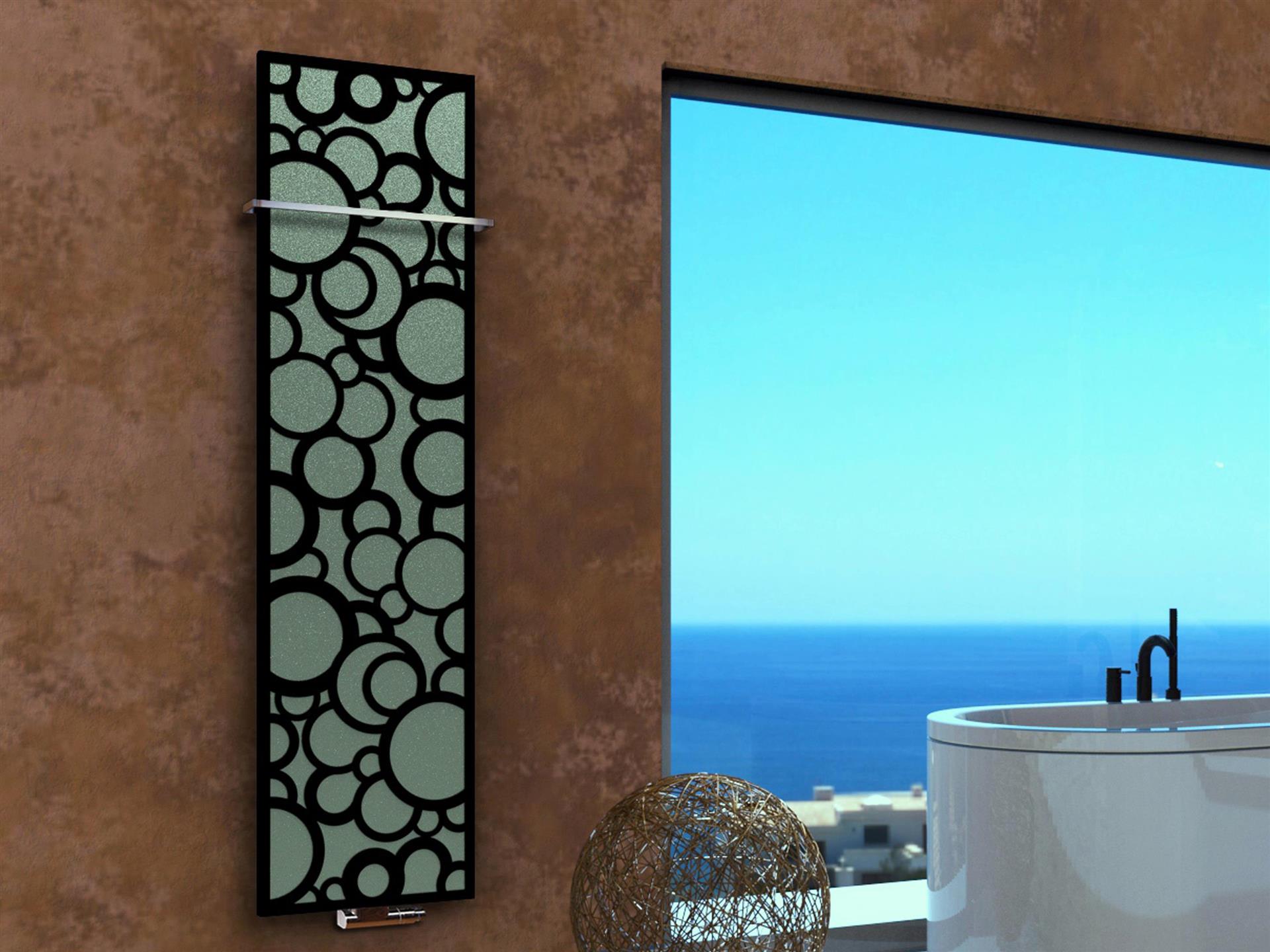 BADHEIZKÖRPER Design Kreta 3 180x47cm 1118 Watt schwarz (+1 Halter 15mm) SZAGATO Designheizkörper Handtuchheizkörper Mittelanschluss Handtuchwärmer