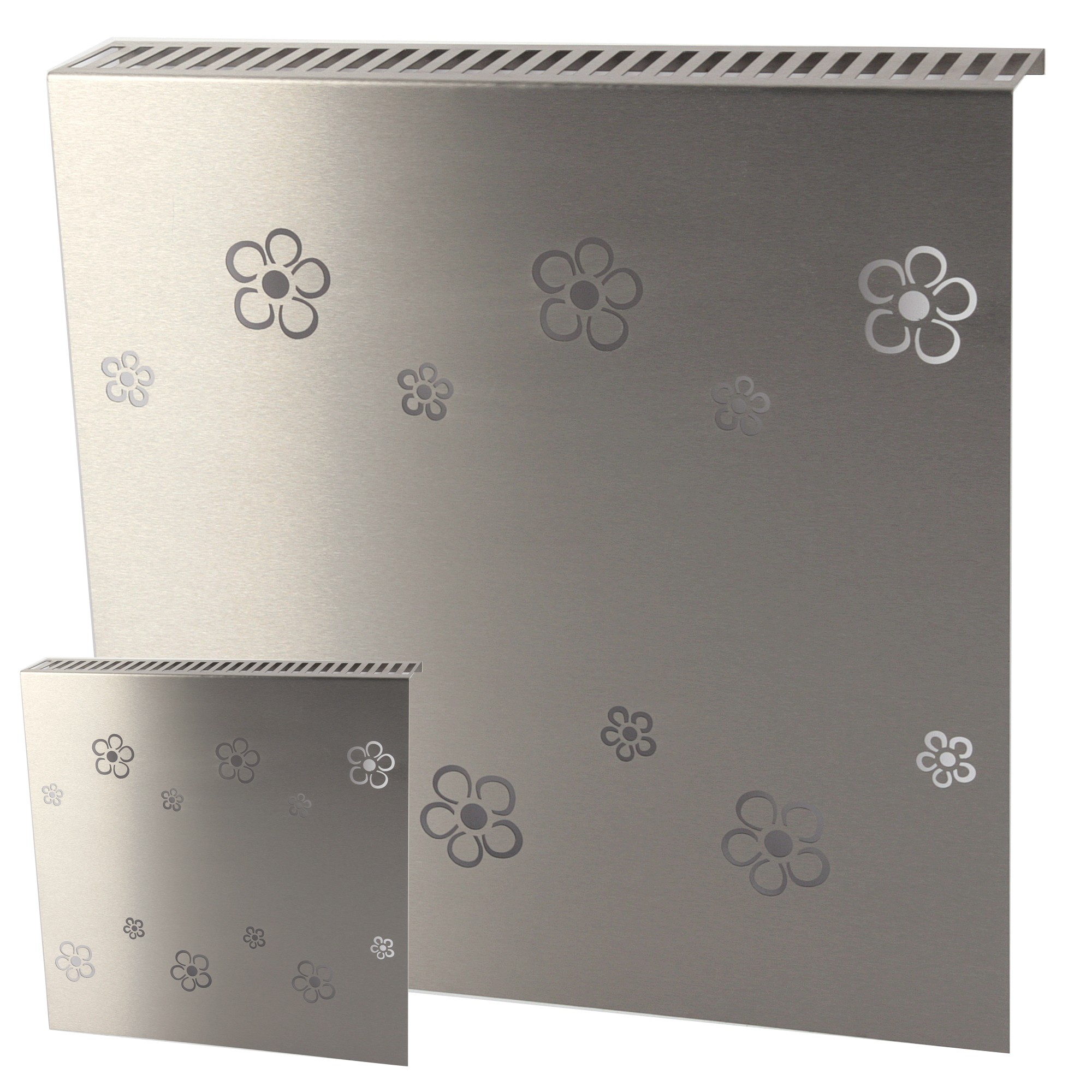 Heizkörperverkleidung Edelstahl 60 x 60cm Design Flower Frame (2 Stück) SZAGATO Heizungsverkleidung Verkleidung Heizkörper Abdeckung für Heizkörper