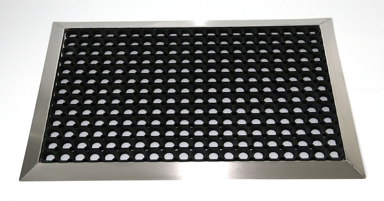 Edelstahlrahmen mit Fußmatte Ringgumimi 90x60cm SZAGATO Made in Germany Schuhabstreifer Edelstahl außen Schmutzfangmatte Fußabtreter draußen