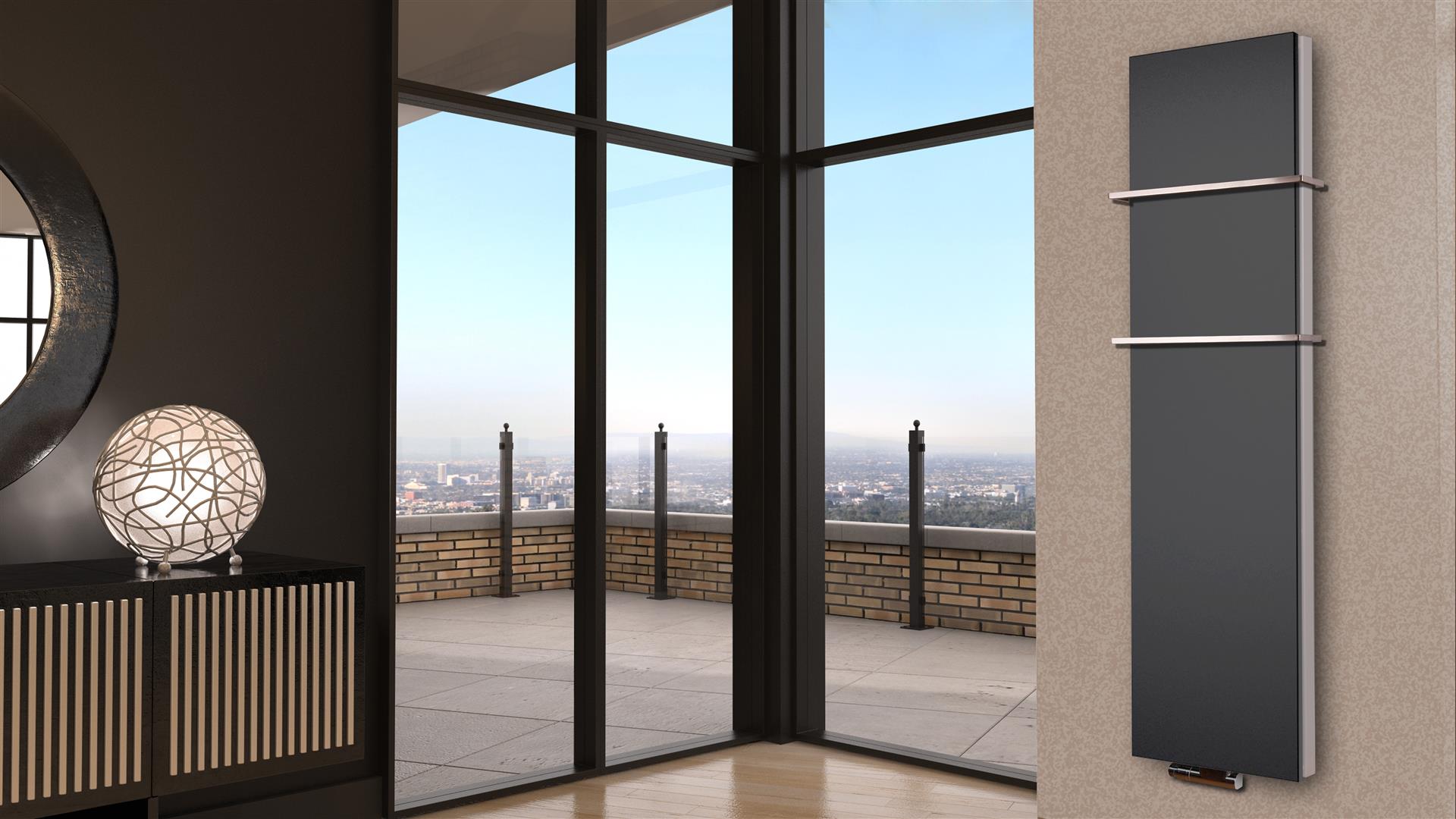 BADHEIZKÖRPER Design Mirror Steel 6 180x47cm 1964 Watt anthrazit (+2 Halter 15mm) SZAGATO Designheizkörper Handtuchheizkörper mit Mittelanschluss