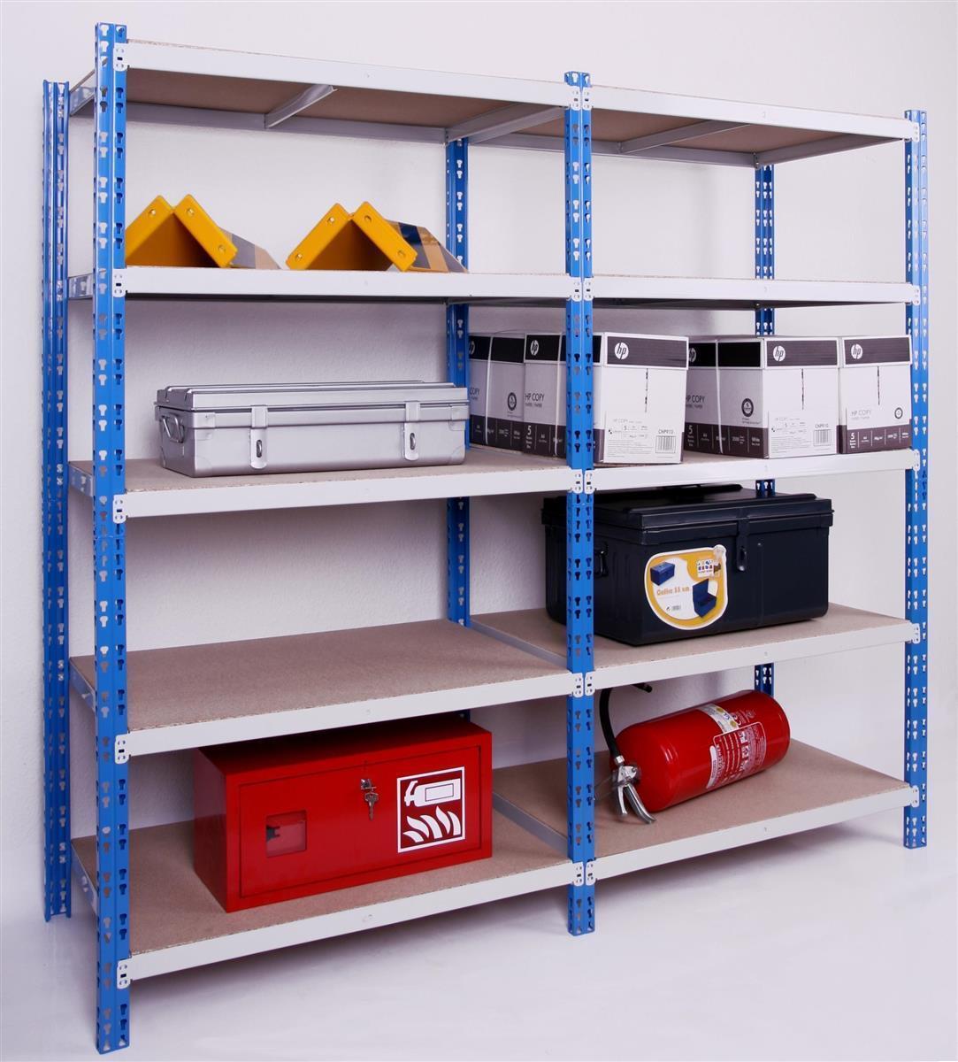 Schwerlast Regalsystem 300 kg GRUND 200x100x60cm blau SZAGATO Regal 60 cm breit Steckregal Metallregal Fachbodenregal Lagerregal Schwerlastregal