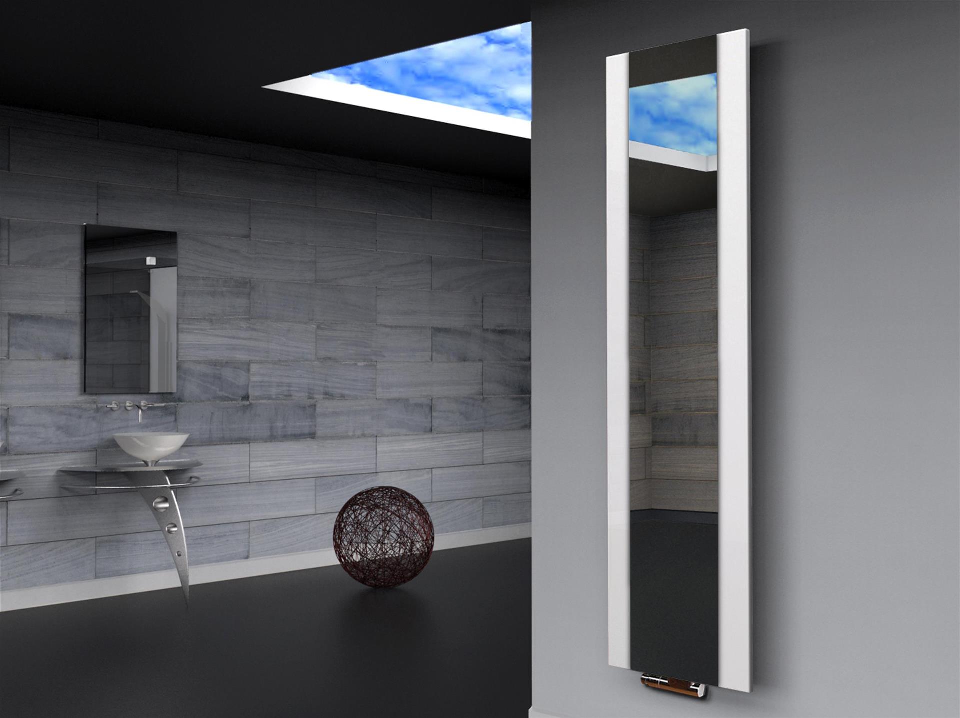 BADHEIZKÖRPER mit Spiegel Design Singapur 3 180x47cm 1118 Watt weiß SZAGATO Designheizkörper Handtuchheizkörper mit Mittelanschluss Handtuchwärmer