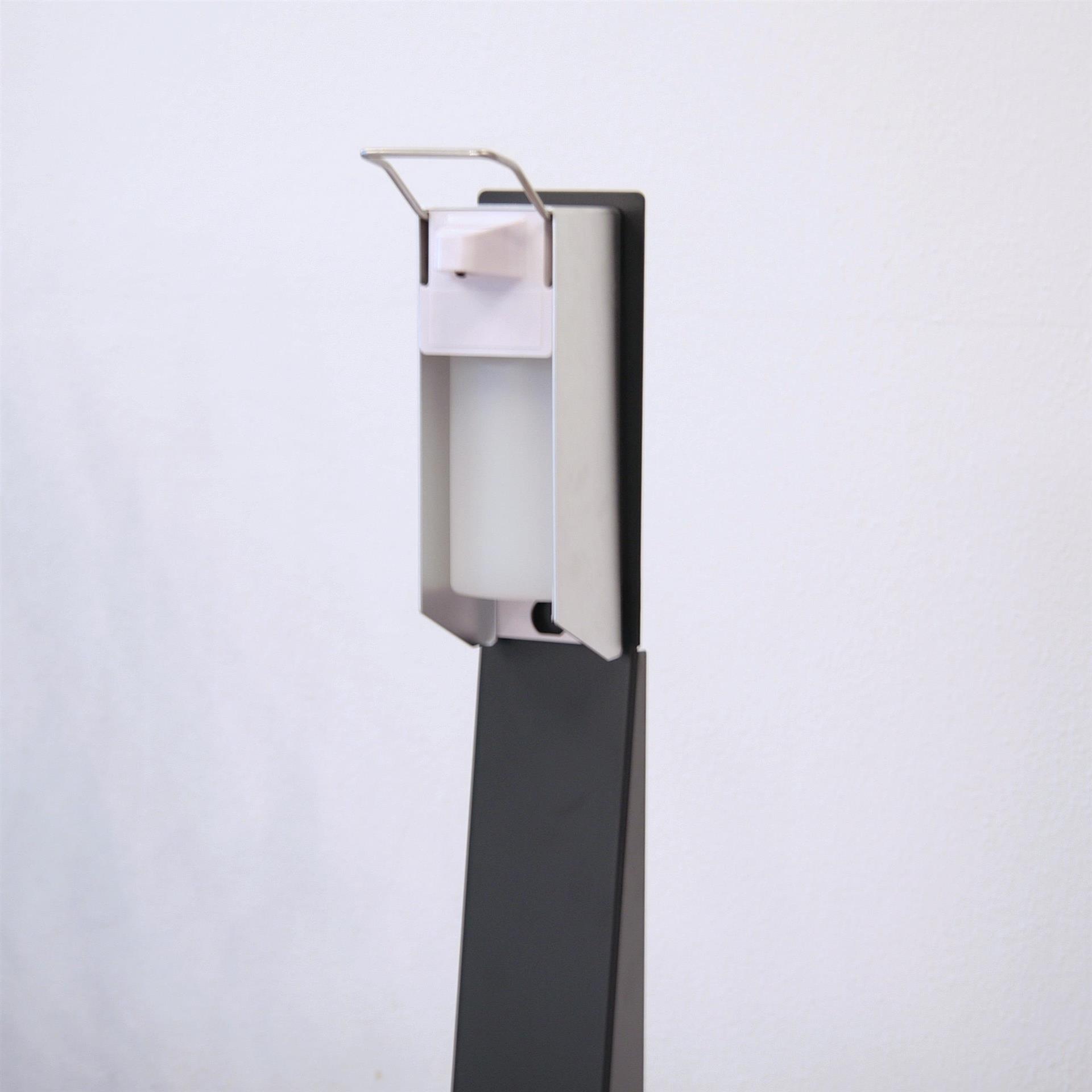Desinfektionsmittelspender Pyramide HxBxT 118x36x36cm anthrazit + Spender Szagato Hygienesäule Desinfektionsspender Handdesinfektionsspender