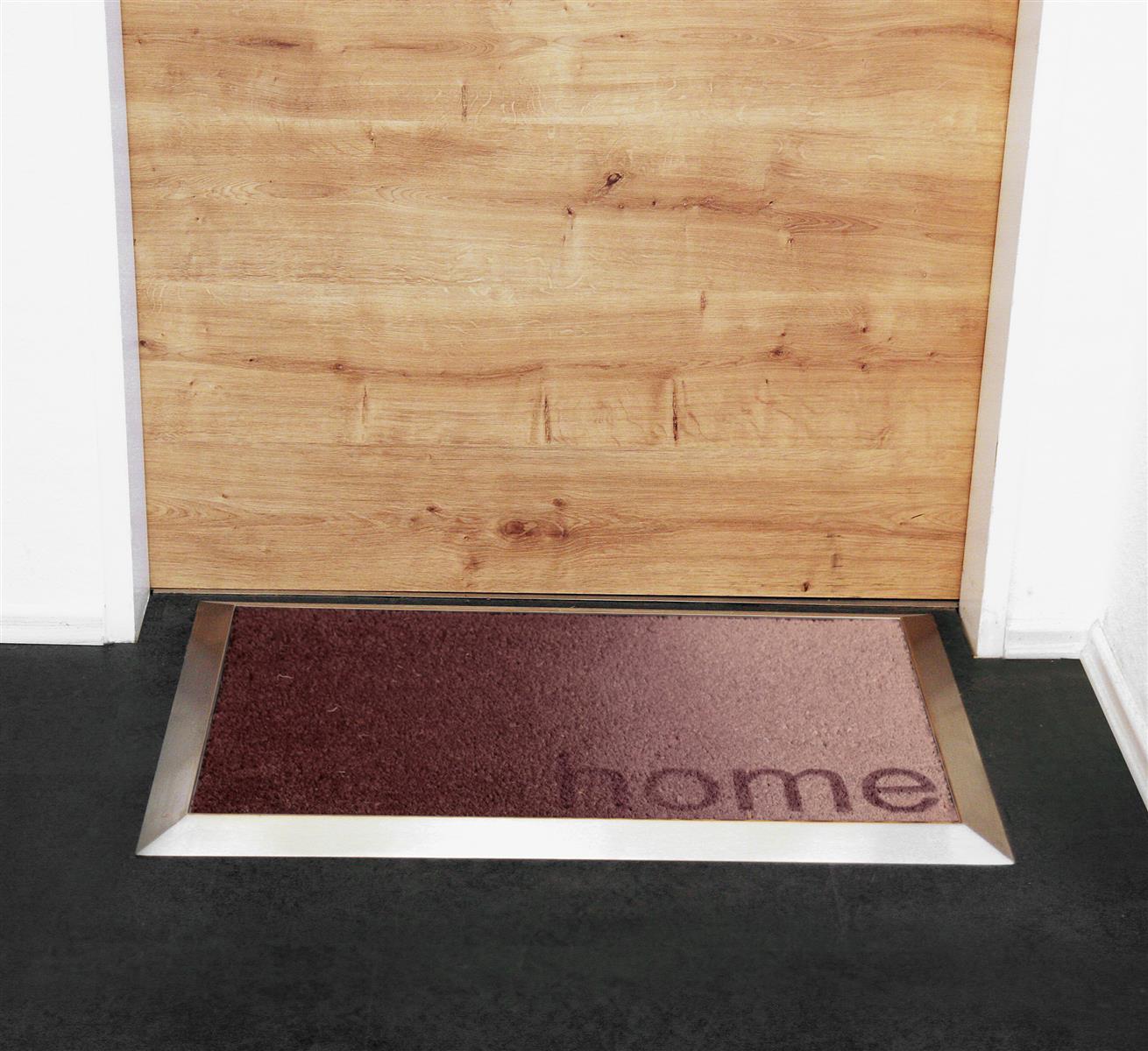 Fußmatte mit Edelstahlrahmen 84x54cm Design 36 Home hellbraun Kokos SZAGATO Made in Germany Edelstahl Schmutzfangmatte Fußabtreter Schmutzabstreifer