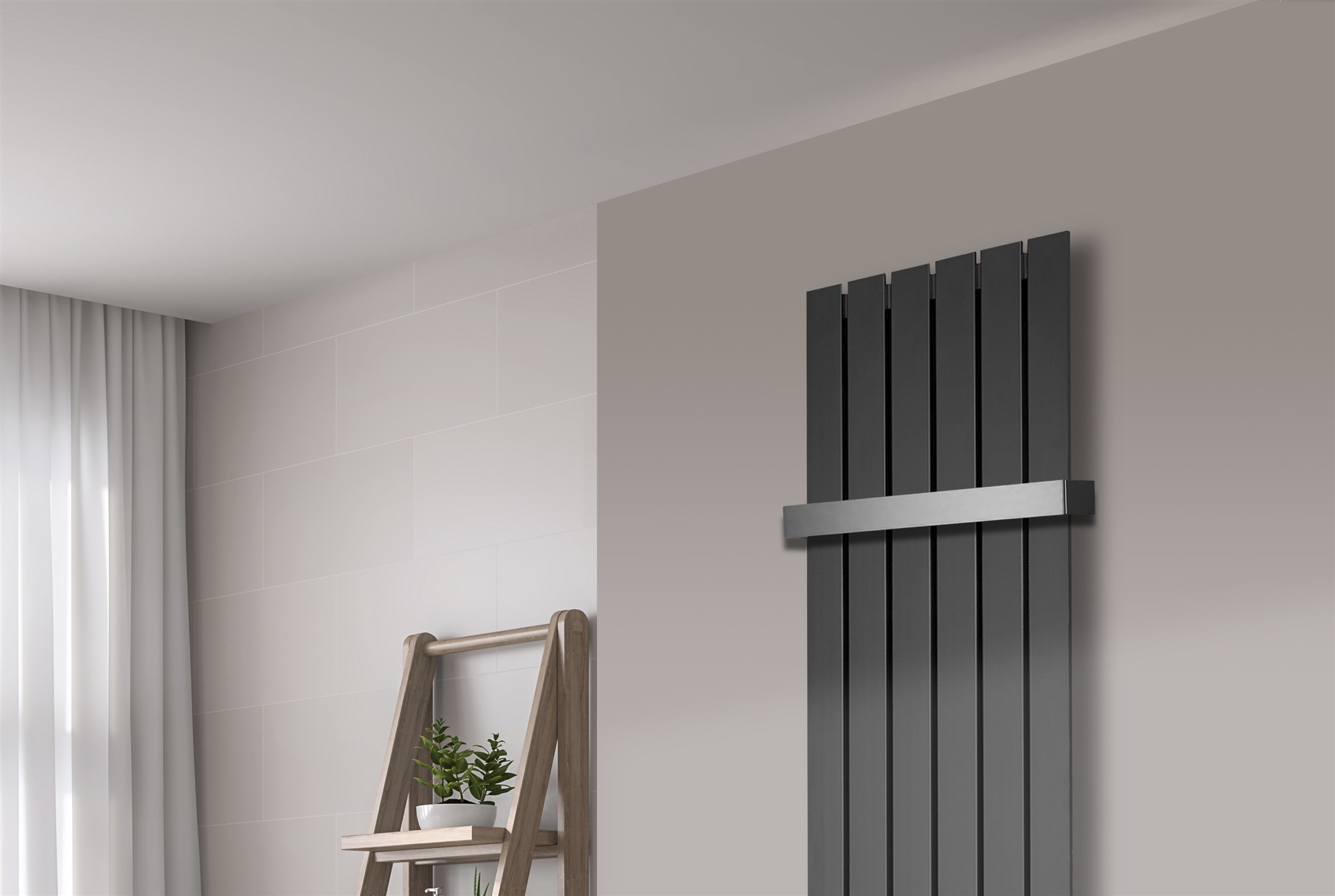 BADHEIZKÖRPER Design Peking 3 180x47cm anthrazit - moonstone (+1 Halter 50mm) SZAGATO Handtuchheizkörper mit Mittelanschluss Handtuchwärmer