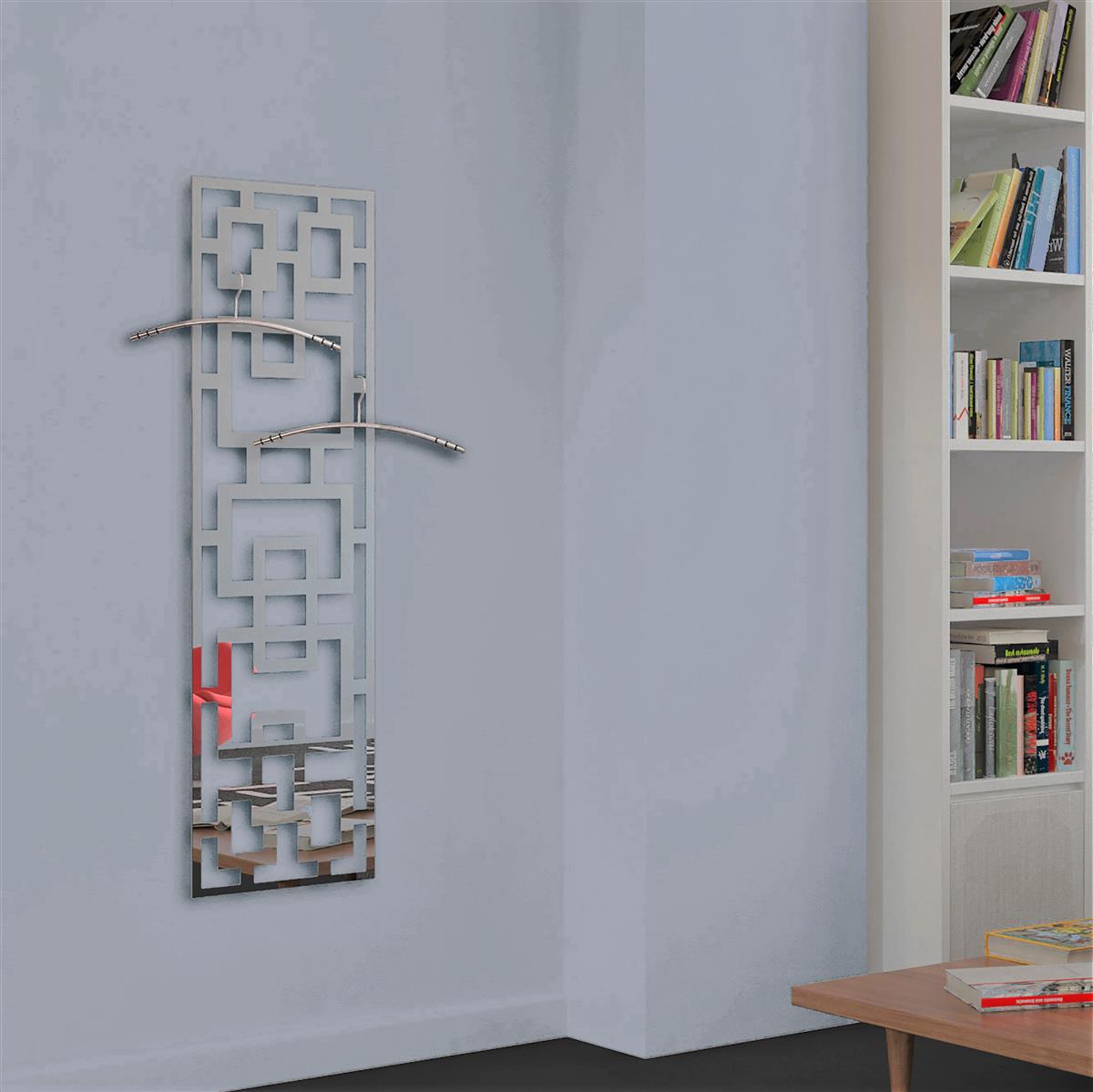 Garderobe Wandgarderobe Design Rechteck 140x40cm Edelstahl poliert SZAGATO Garderobe Metall Garderobe Wand Garderobenpaneel Garderobenleiste Flur