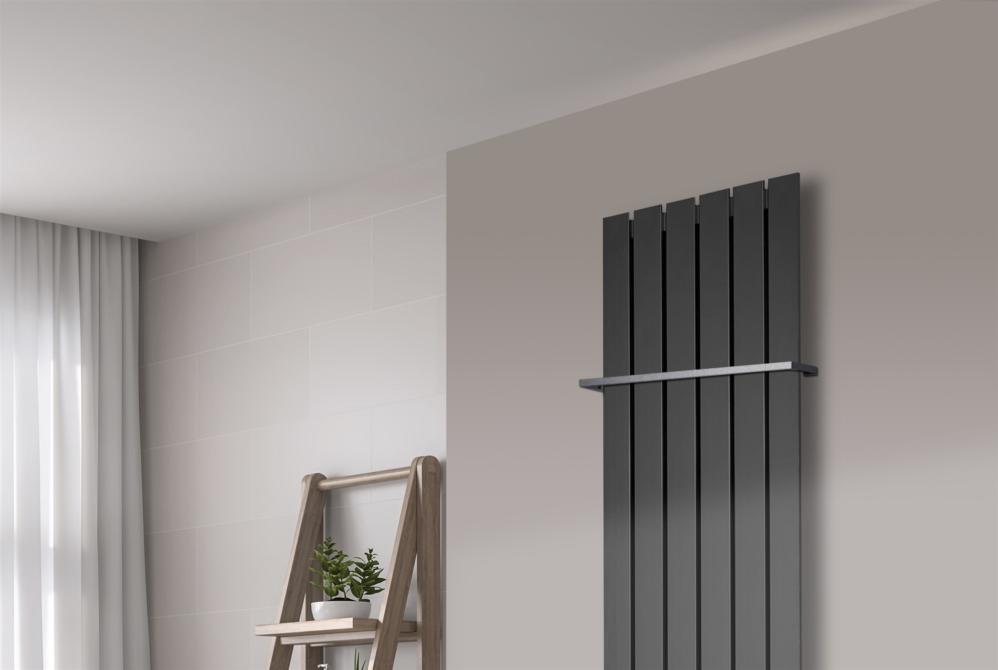 BADHEIZKÖRPER Design Peking 3 180x47cm anthrazit - moonstone (+1 Halter 15mm) SZAGATO Handtuchheizkörper mit Mittelanschluss Handtuchwärmer