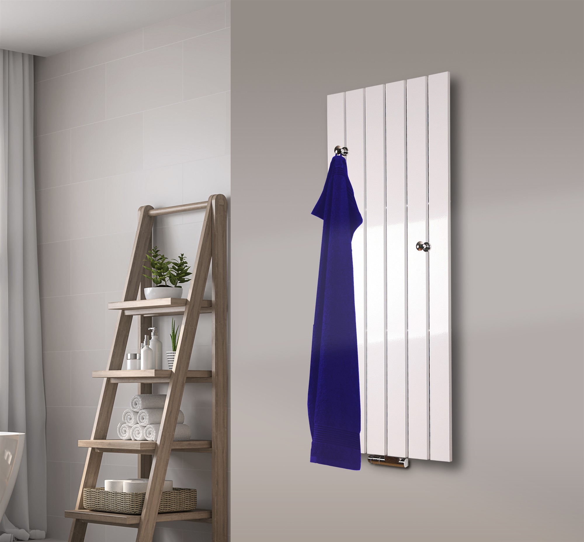 BADHEIZKÖRPER Design Peking 2 120x47cm 799 Watt weiß (+ 2 Knopfhalter) SZAGATO Designheizkörper Handtuchheizkörper mit Mittelanschluss Handtuchwärmer