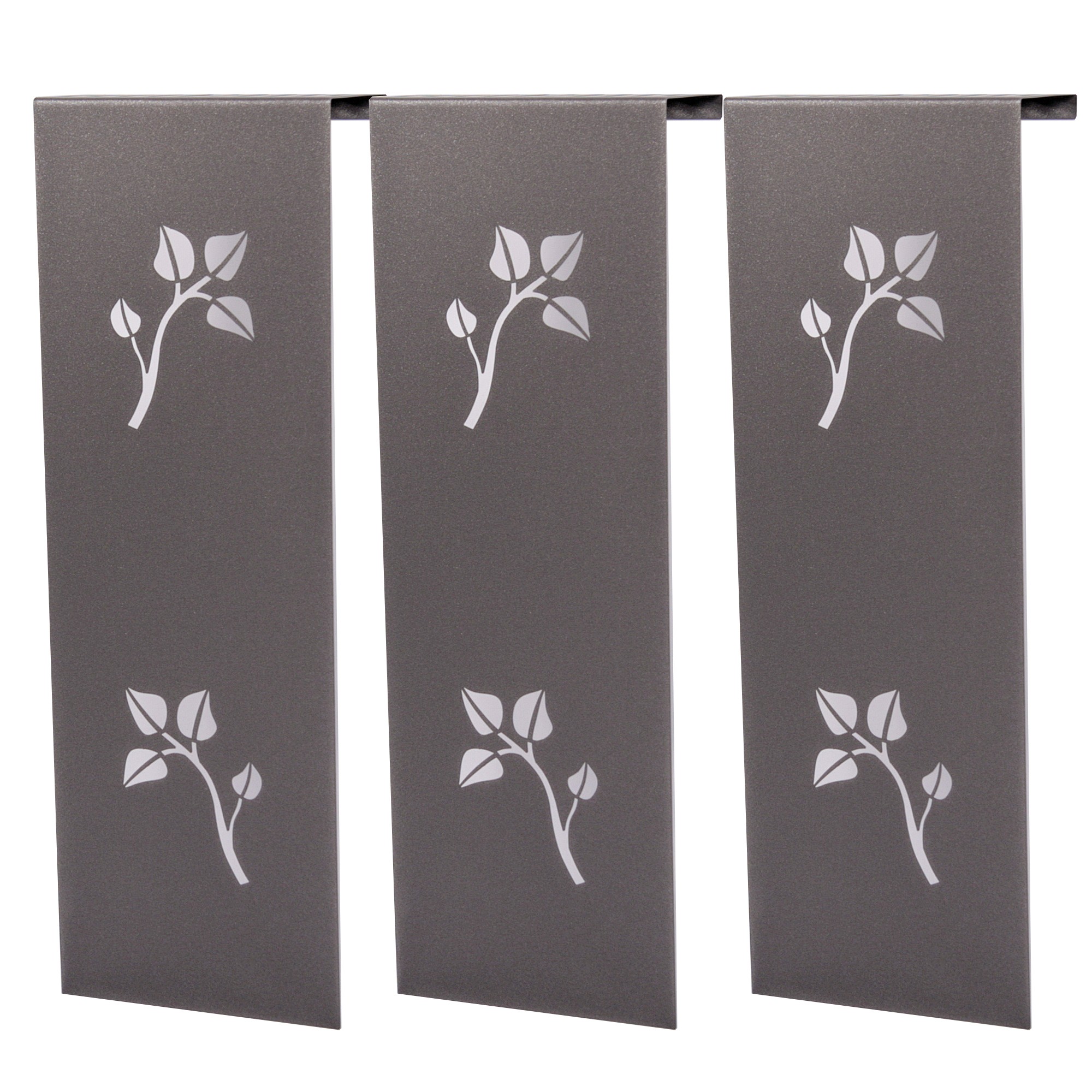 Heizkörperverkleidung 60x20cm Design Leaves anthrazit moon SET=3 Stück SZAGATO Heizungsverkleidung Verkleidung Heizkörper Abdeckung für Heizkörper