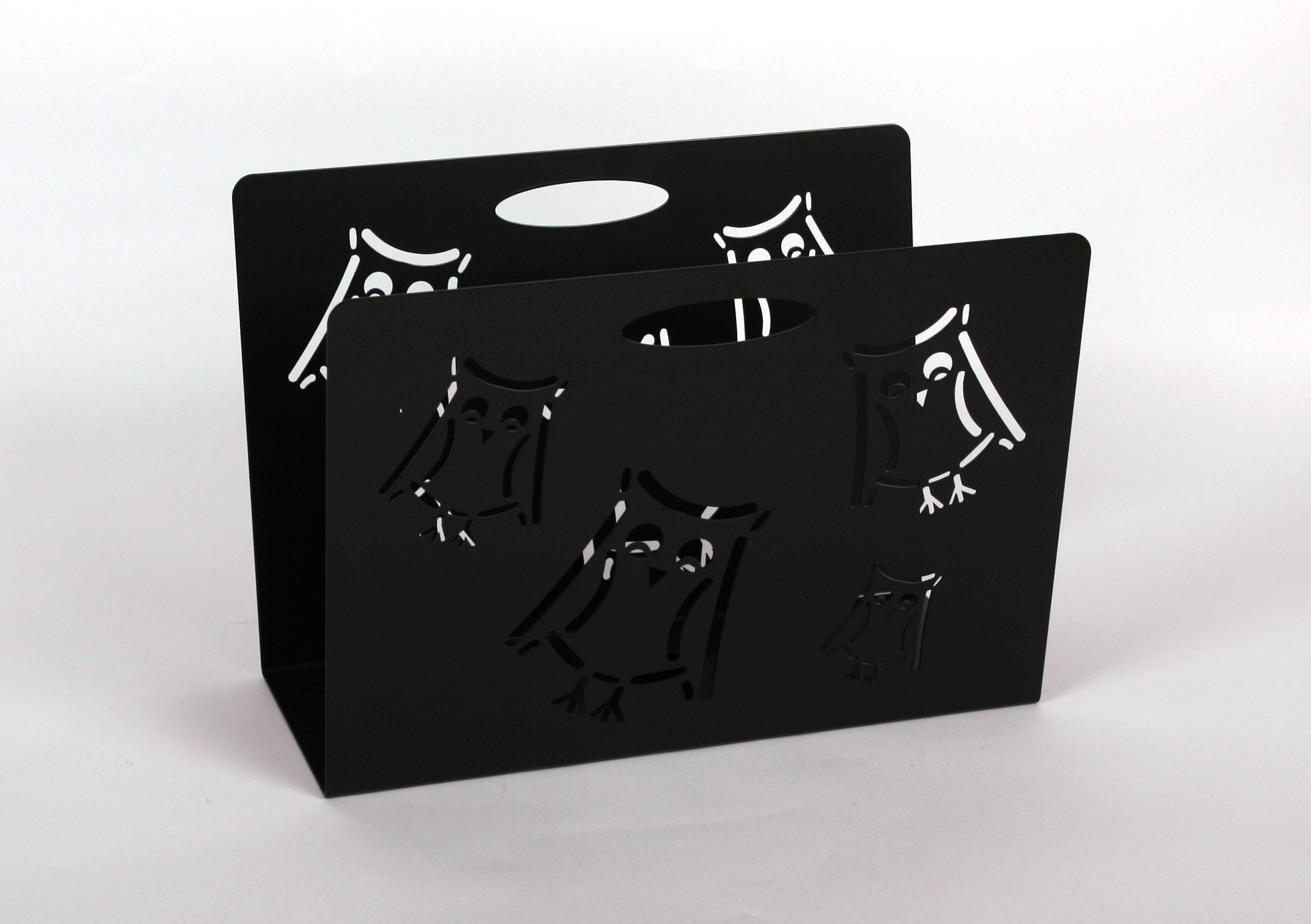 Zeitungsständer Eule 23x32x12cm schwarz SZAGATO Made in Germany  Zeitschriftenständer Metall Zeitschriftenhalter Zeitungshalter modern