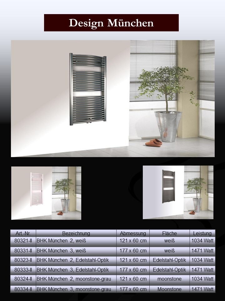 BADHEIZKÖRPER Design München 2 121x60cm 1034 Watt Mittelanschluss anthrazit - moonstone SZAGATO Handtuchheizkörper mit Mittelanschluss Handtuchwärmer