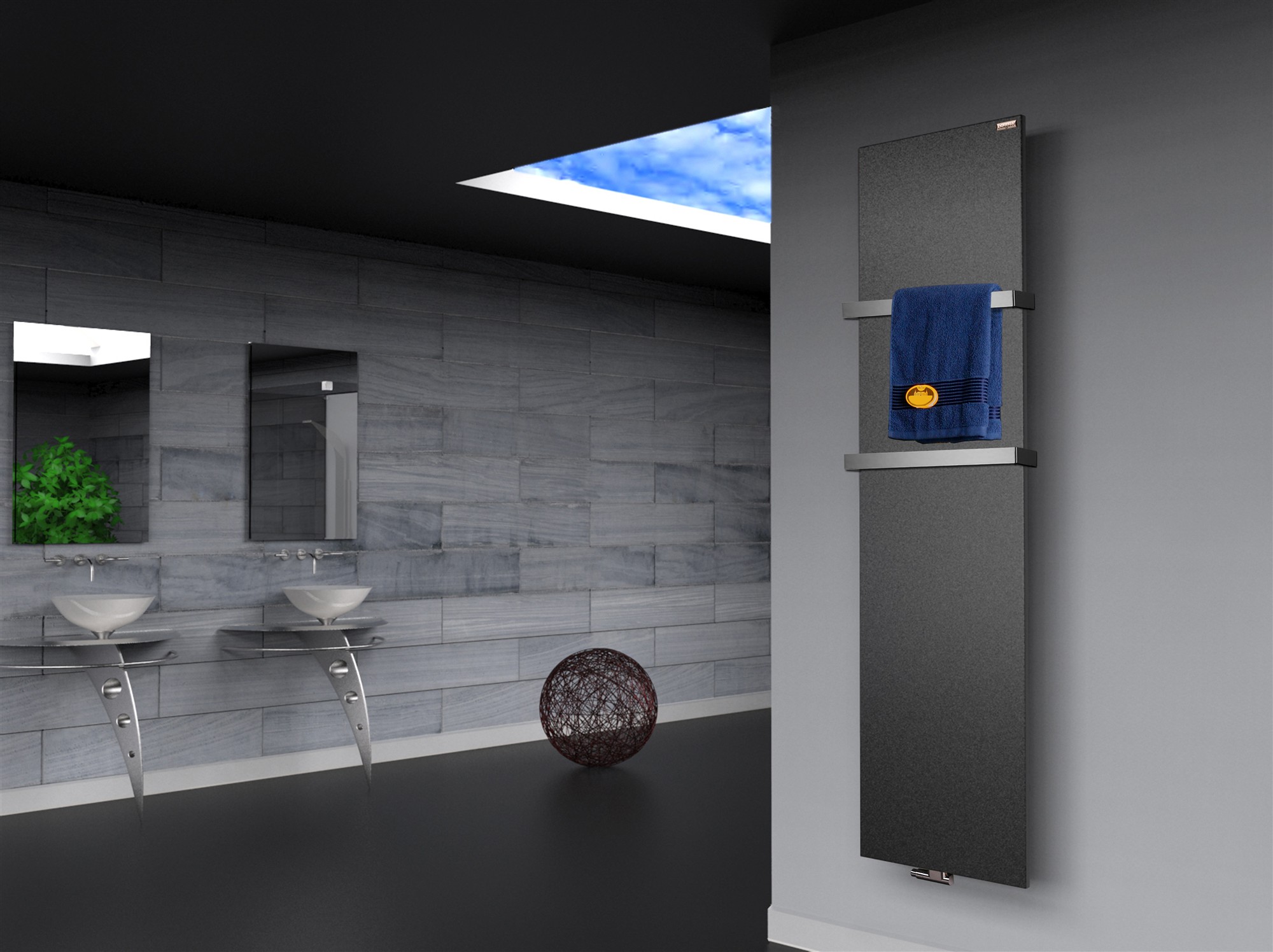 BADHEIZKÖRPER Design Mirror Steel 3 180x47cm 1118 Watt anthrazit - moonstone (+2 Halter 30mm) SZAGATO Designheizkörper Mittelanschluss Handtuchwärmer