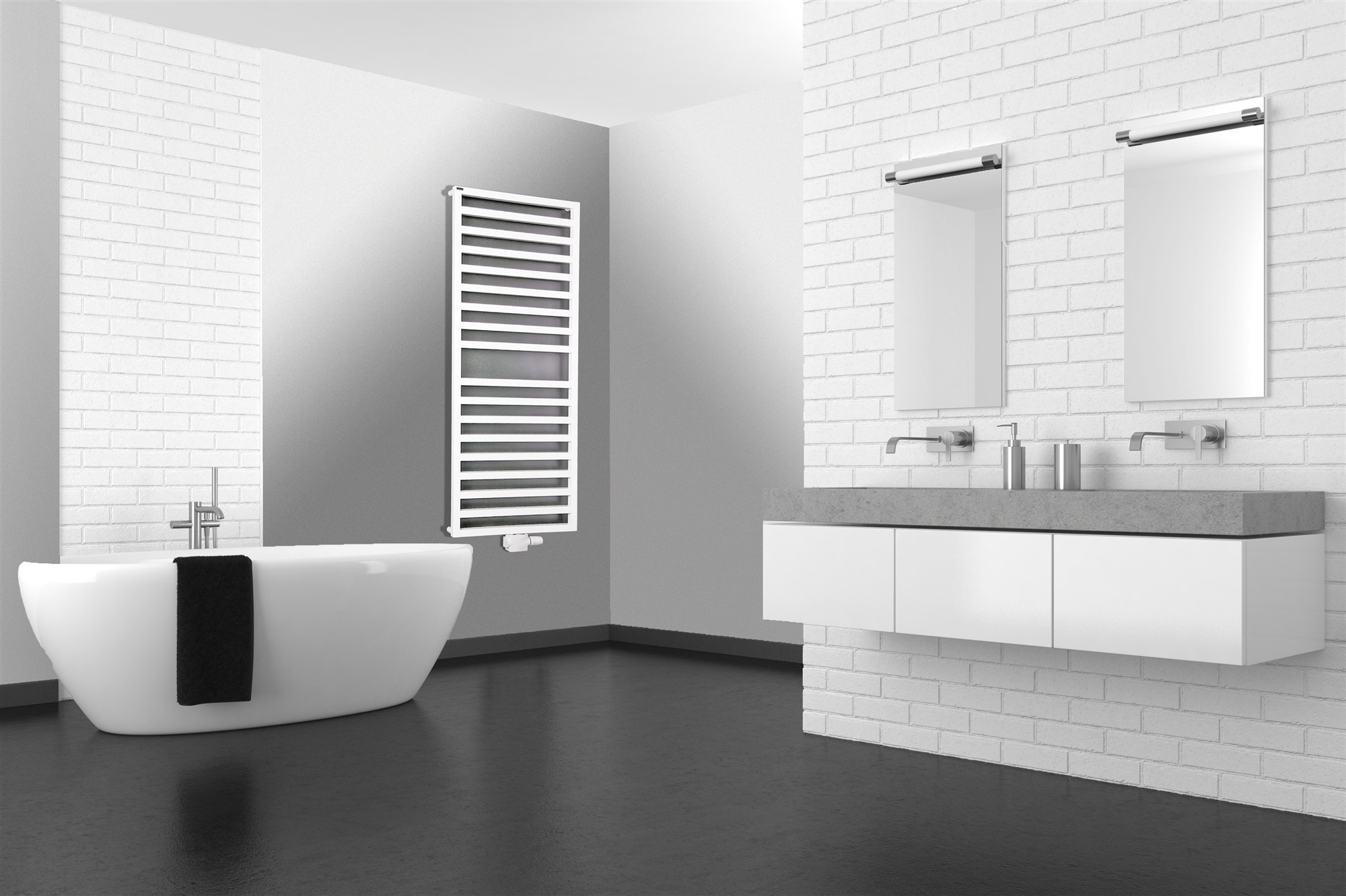 BADHEIZKÖRPER Design Square 2 147x60cm 810 Watt weiß SZAGATO Designheizkörper Handtuchheizkörper mit Mittelanschluss Handtuchwärmer