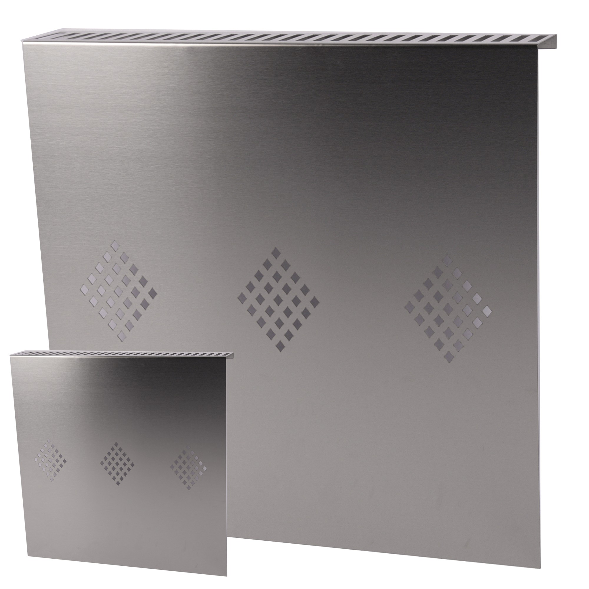 Heizkörperverkleidung Edelstahl 60 x 60cm Design Raute  (SET=2 Stück) SZAGATO Heizungsverkleidung Verkleidung Heizkörper Abdeckung für Heizkörper