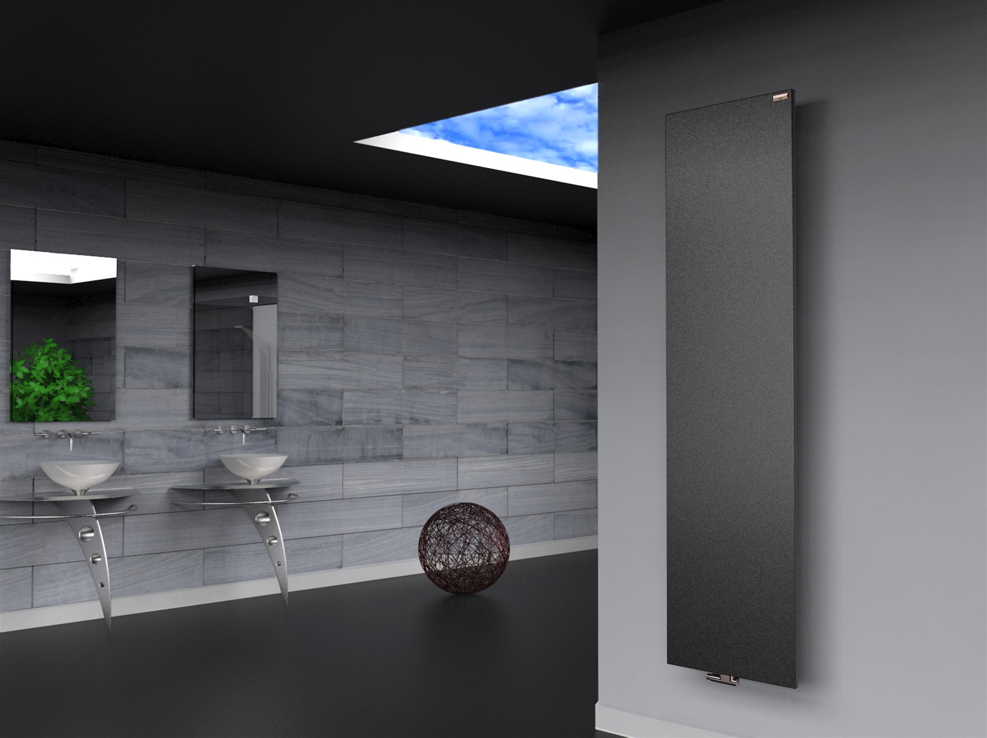 BADHEIZKÖRPER Design Mirror Steel 3 180x47cm 1118 Watt anthrazit moonstone SZAGATO Designheizkörper Handtuchheizkörper Mittelanschluss Handtuchwärmer