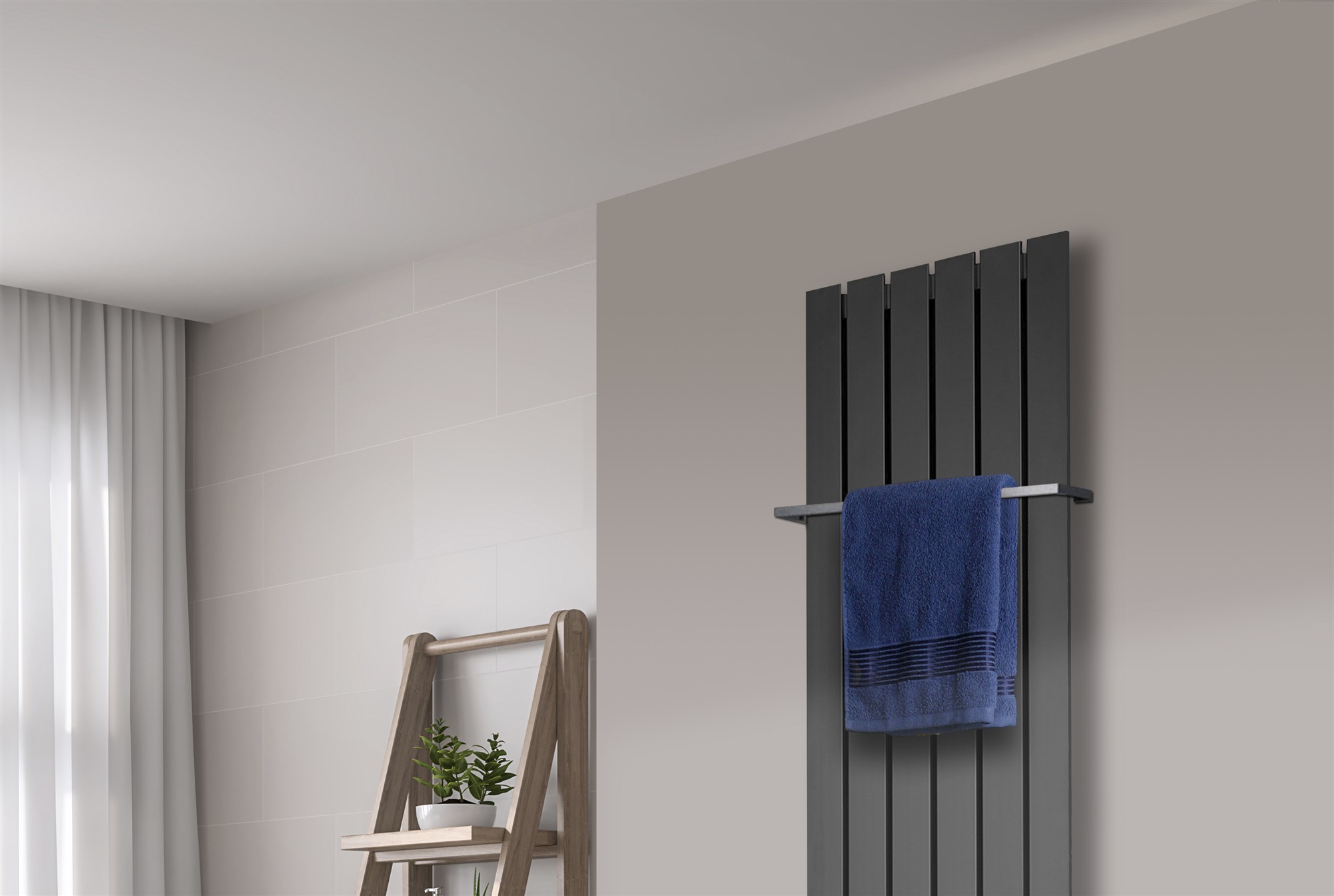BADHEIZKÖRPER Design Peking 3 180x47cm anthrazit - moonstone (+1 Halter 15mm) SZAGATO Handtuchheizkörper mit Mittelanschluss Handtuchwärmer