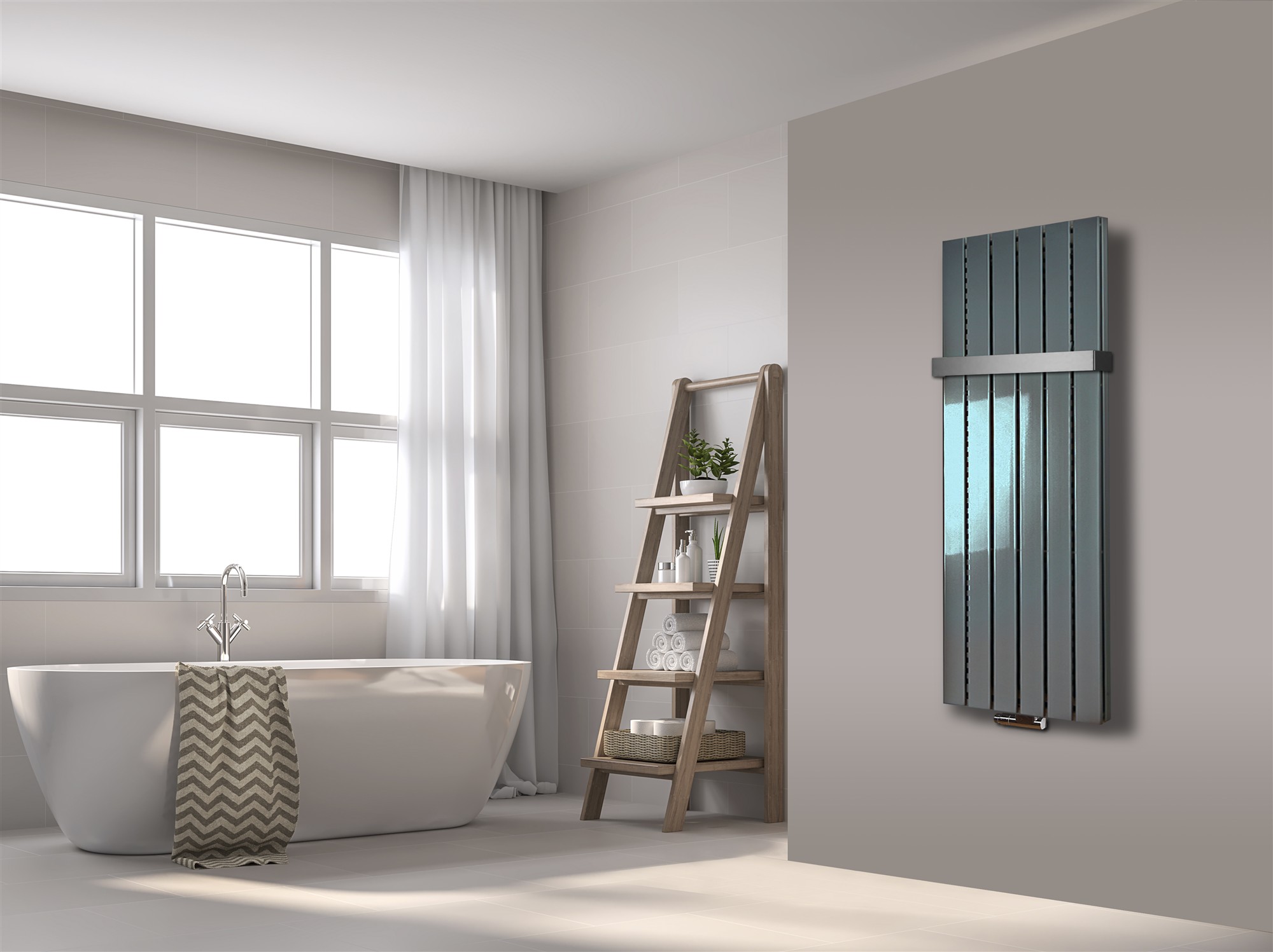 BADHEIZKÖRPER Design Peking 5 120x47cm 1458 Watt Edelstahloptik (+1 Halter 50mm) SZAGATO Handtuchheizkörper mit Mittelanschluss Handtuchwärmer
