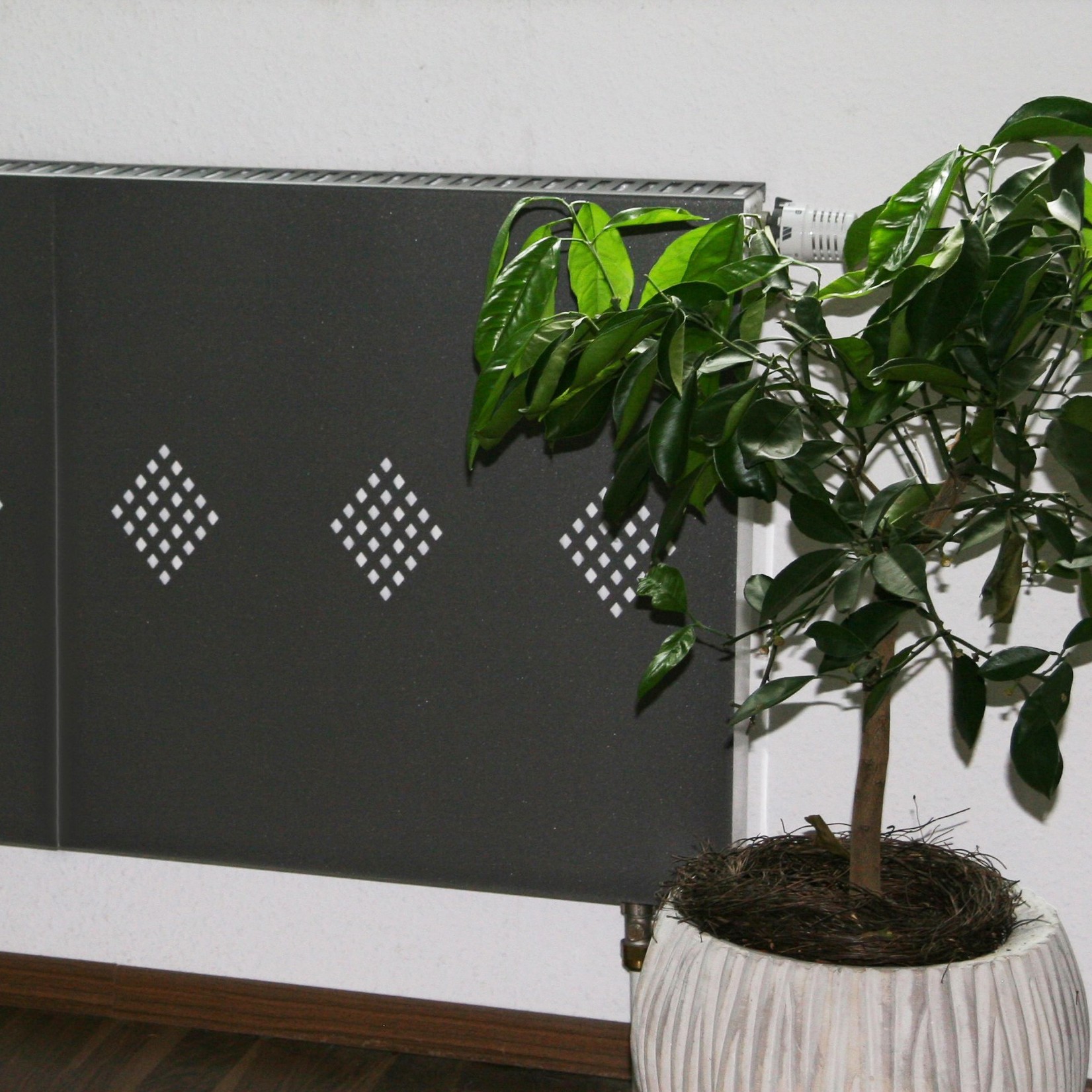 Heizkörperverkleidung 60 x 60cm Raute antharzit (1 Stück) SZAGATO Heizungsverkleidung Verkleidung Heizkörper Abdeckung Heizkörper Heizungsabdeckung