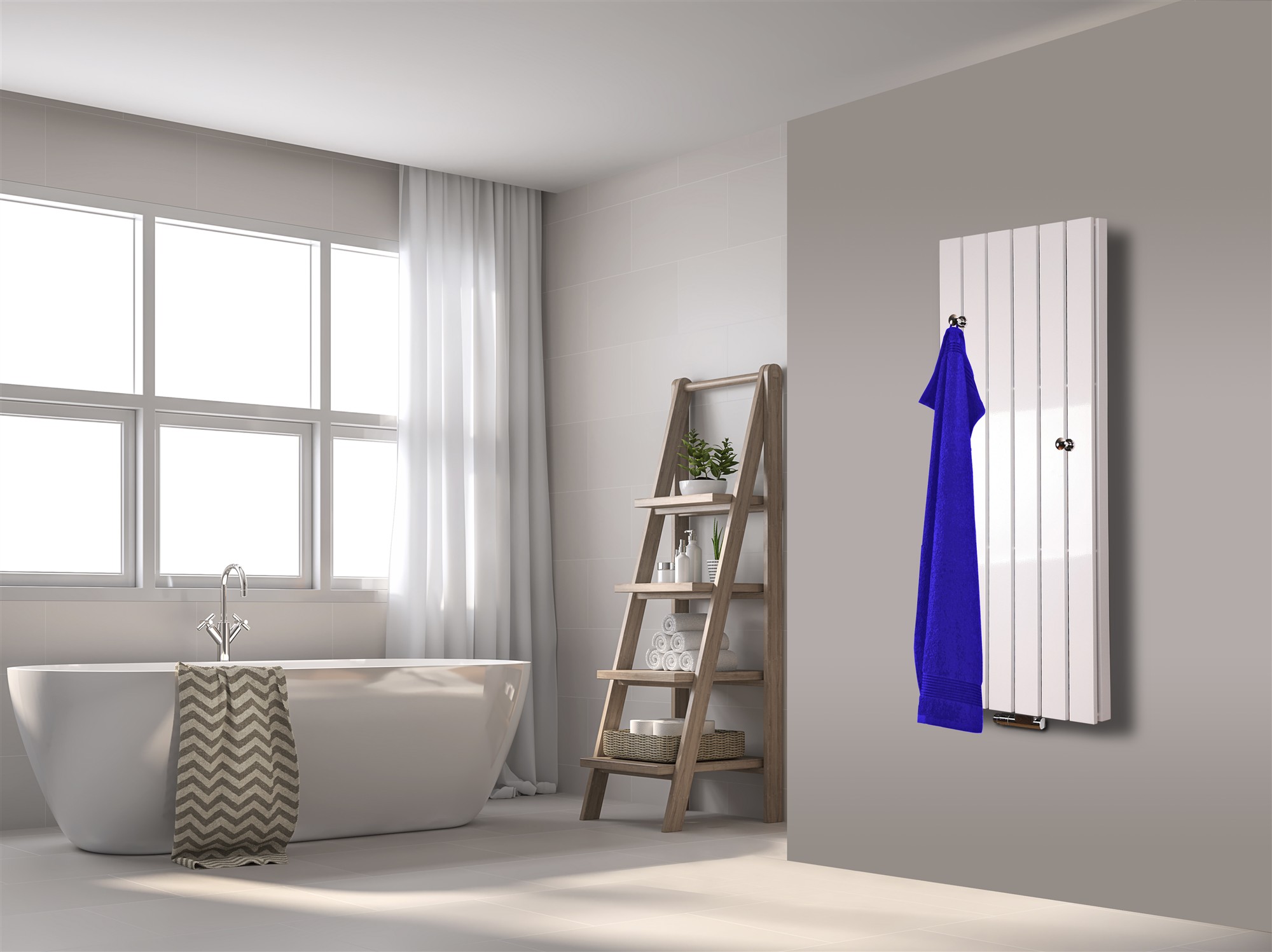 BADHEIZKÖRPER Design Peking 5 120x47cm 1458 Watt weiß (+2 Knopfhalter) SZAGATO Designheizkörper Handtuchheizkörper mit Mittelanschluss Handtuchwärmer