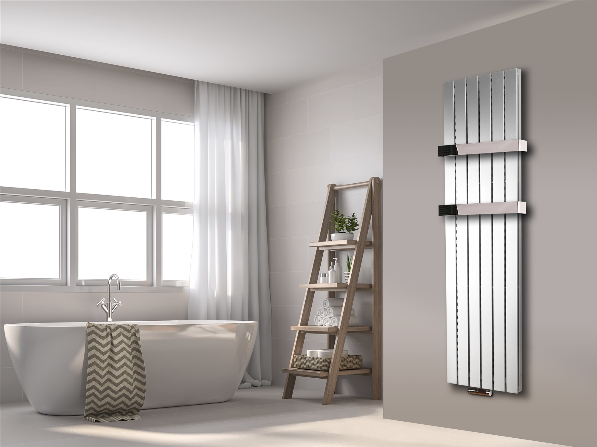 BADHEIZKÖRPER Design Peking 6 180x47cm 1964 Watt weiß +2 Halter 50mm glänzend SZAGATO Designheizkörper Handtuchheizkörper mit Mittelanschluss