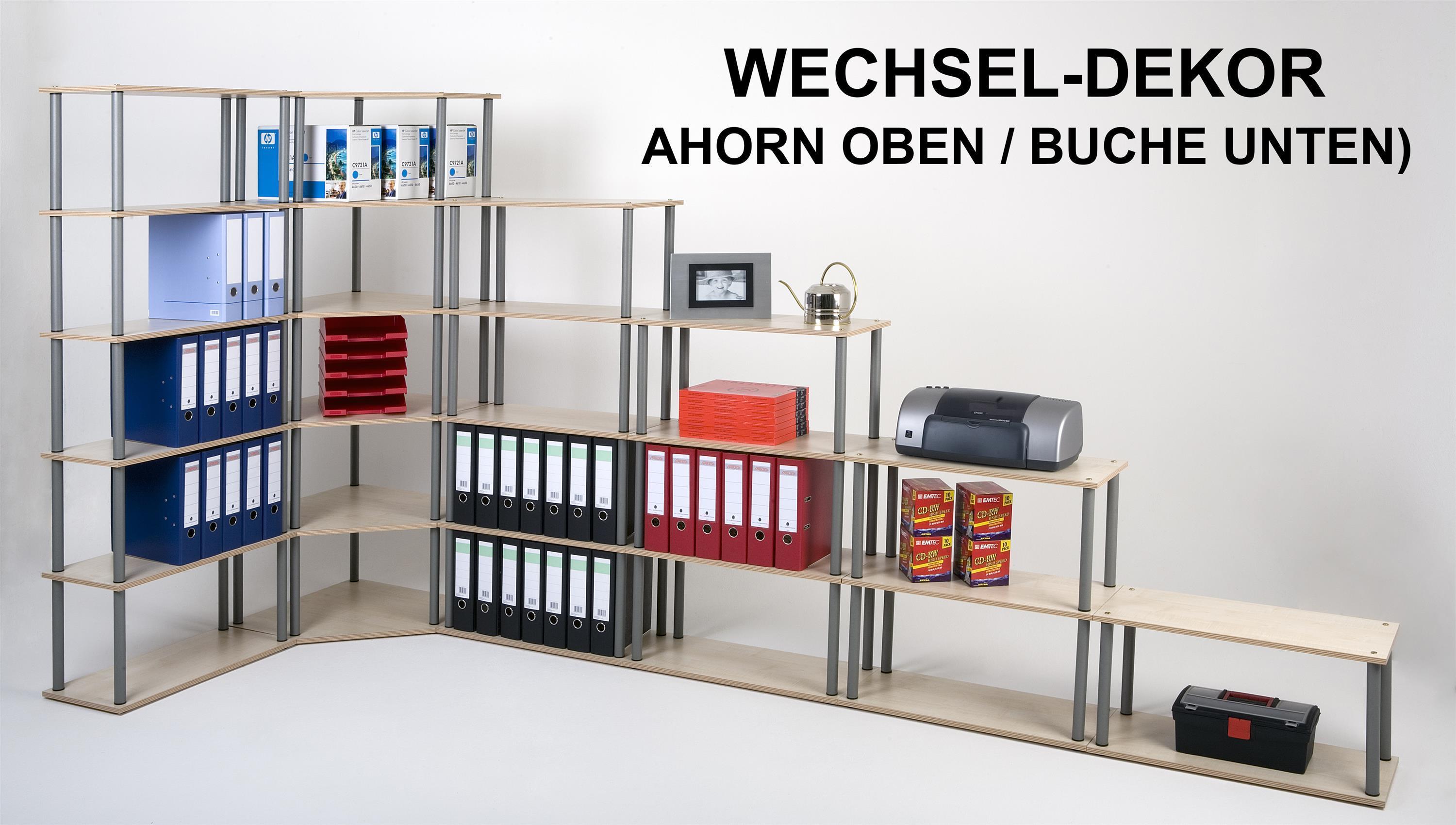 Wohnzimmerregal Bücherregal SZAGATO 108x69x30cm Buche Stahlrohr silber 4 Böden Made in Germany Ordnerregal Wohnregal Büroregal Holzregal #1