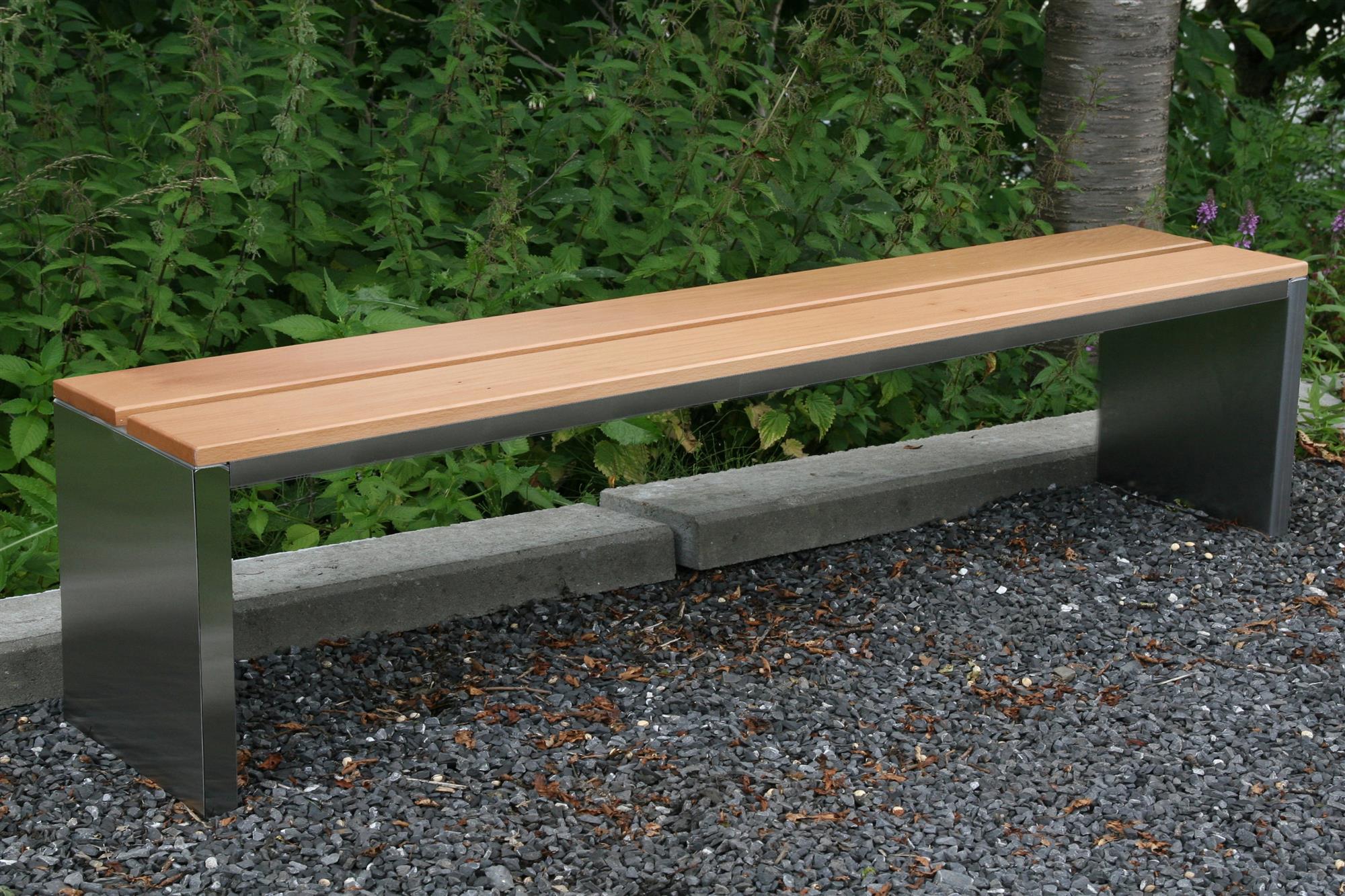 Parkbank, BxTxH: 200x30x40 cm, (D-Form) Edelstahl SZAGATO Made in Germany Sitzbank Metall Umkleidebank Parkbank wetterfest Parkbänke