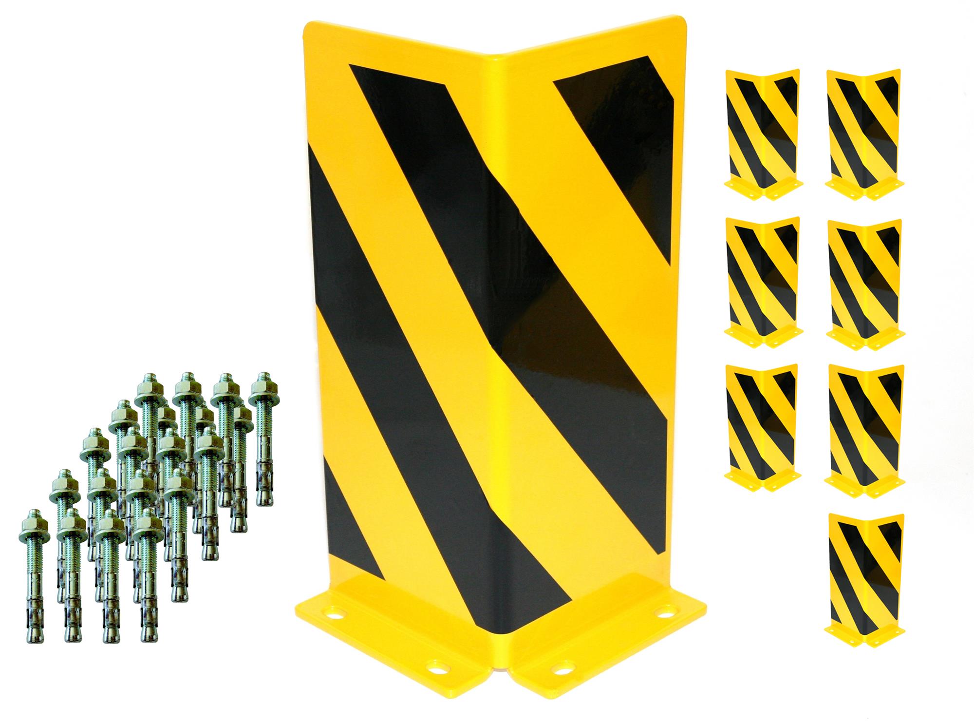 Rammschutz SET (8 Stück) 400x165x165x4 mm gerade inkl. 32 Einschlagdübel  SZAGATO Regal Anfahrschutz  Rammschutzbügel  Anfahrschutzecke