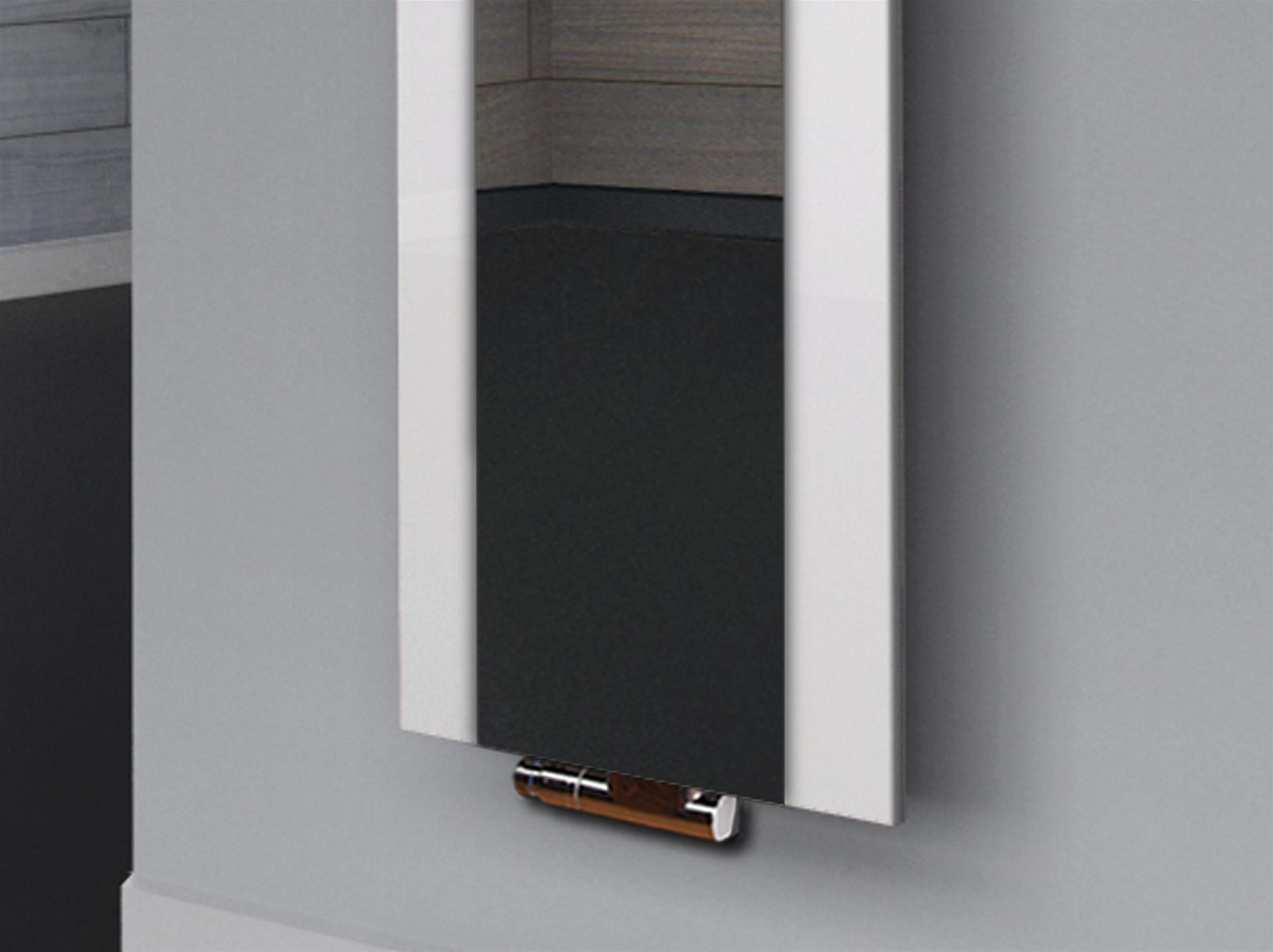 BADHEIZKÖRPER mit Spiegel Design Singapur 3 180x47cm 1118 Watt weiß  (+2 Halter 50mm) SZAGATO Designheizkörper mit Mittelanschluss Handtuchwärmer