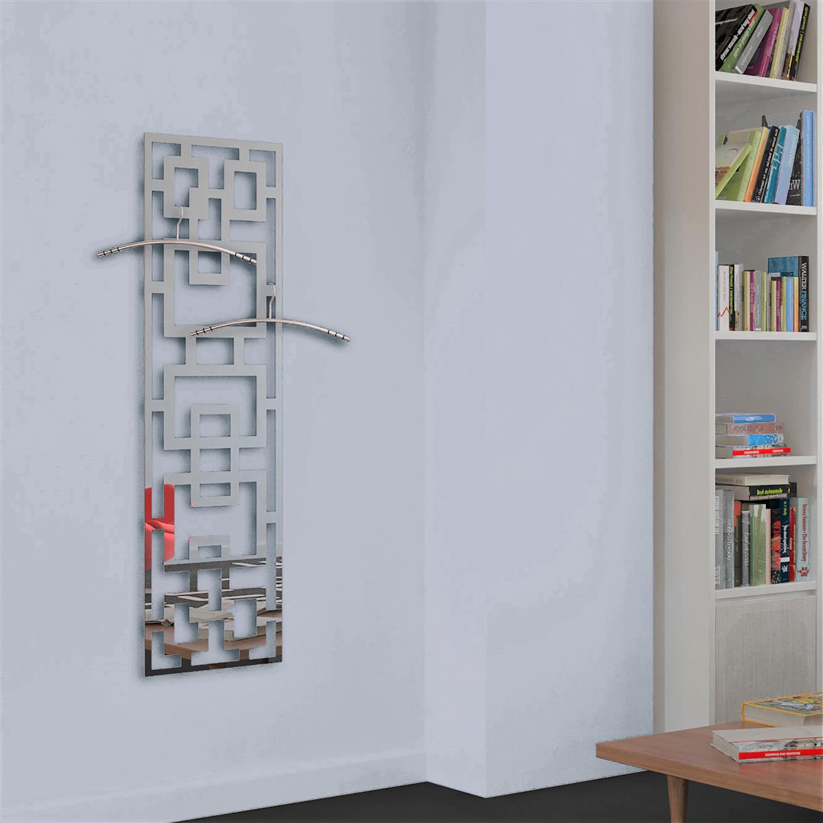 Garderobe Wandgarderobe Design Rechteck 140x40cm Edelstahl poliert SZAGATO Garderobe Metall Garderobe Wand Garderobenpaneel Garderobenleiste Flur