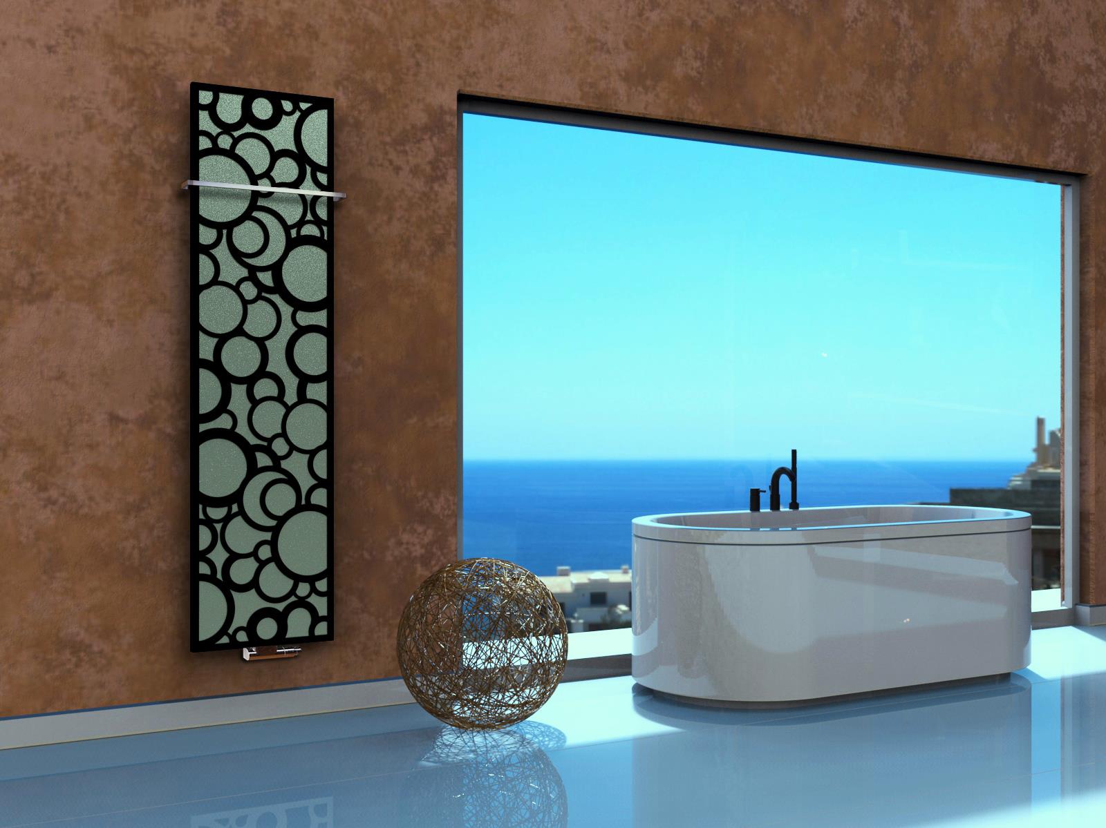 BADHEIZKÖRPER Design Kreta 3 180x47cm 1118 Watt schwarz (+1 Halter 15mm) SZAGATO Designheizkörper Handtuchheizkörper Mittelanschluss Handtuchwärmer