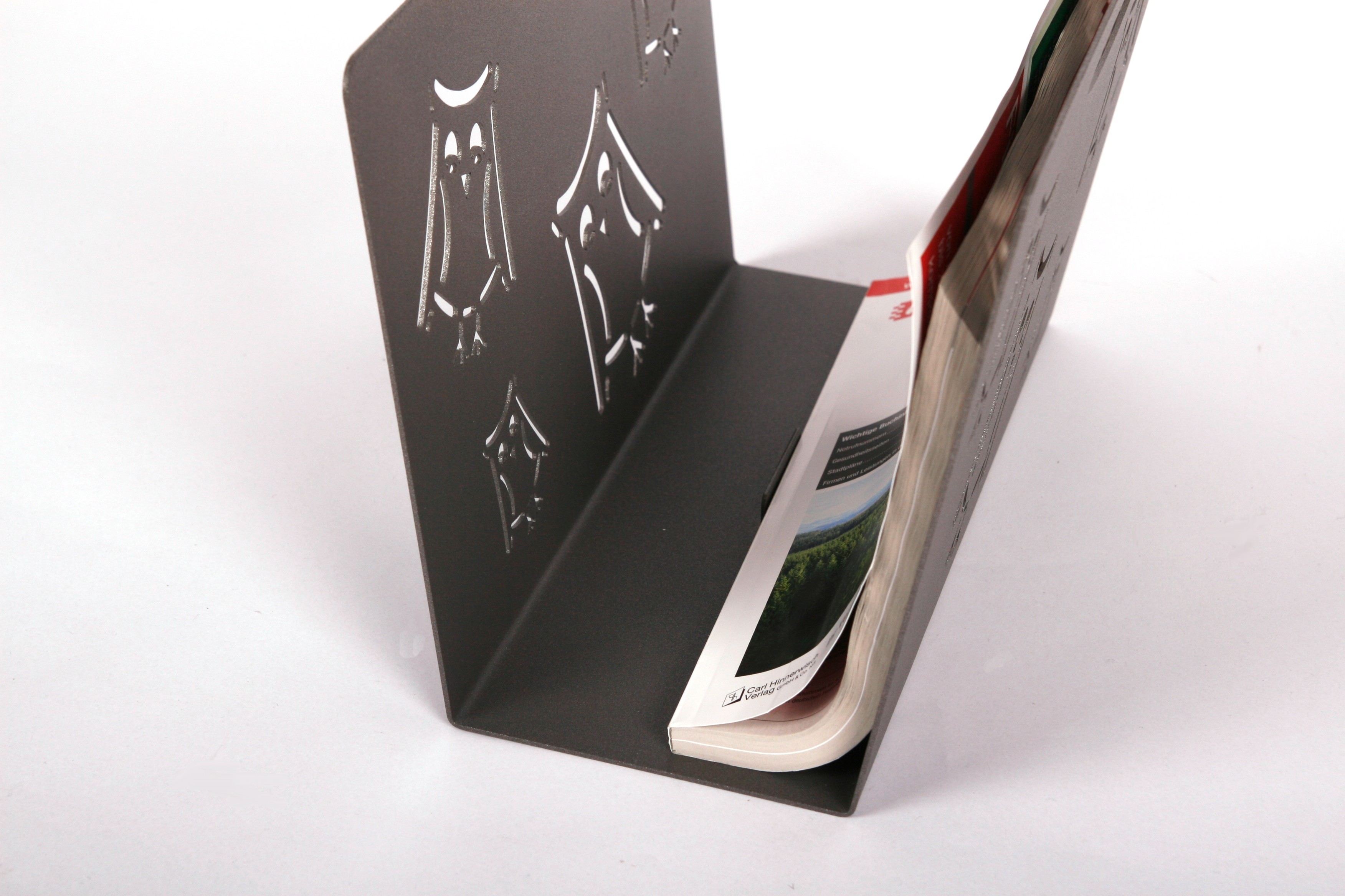 Zeitungsständer Eule 23x32x12cm grau SZAGATO Made in Germany  Zeitschriftenständer Metall Zeitschriftenhalter Zeitungshalter modern