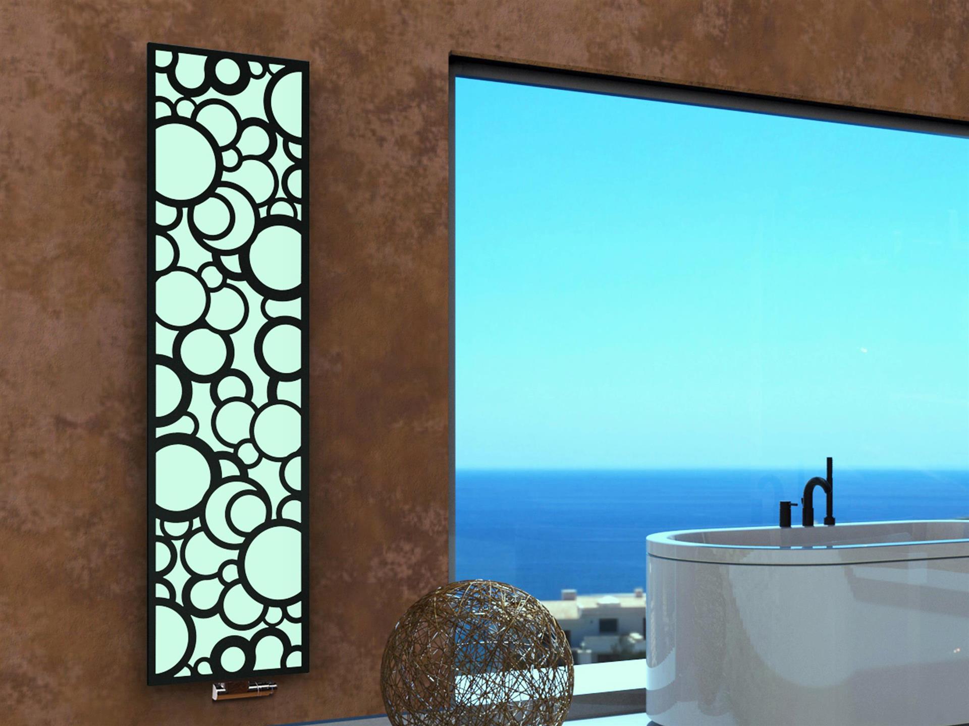BADHEIZKÖRPER Design Kreta 3 180x47cm 1118 Watt weiß schwarz SZAGATO Designheizkörper Handtuchheizkörper mit Mittelanschluss Handtuchwärmer