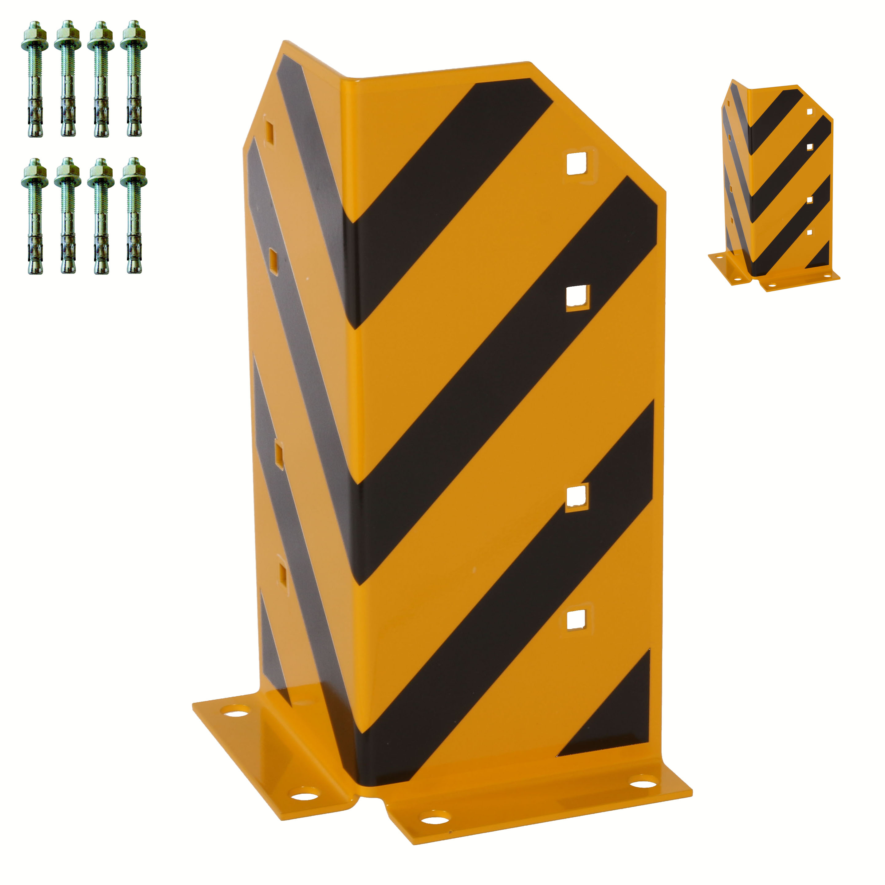 Rammschutz SET (2 Stück) 400x165x165x4 mm gerade inkl. 8 Einschlagdübel  SZAGATO Regal Anfahrschutz  Rammschutzbügel  Anfahrschutzecke